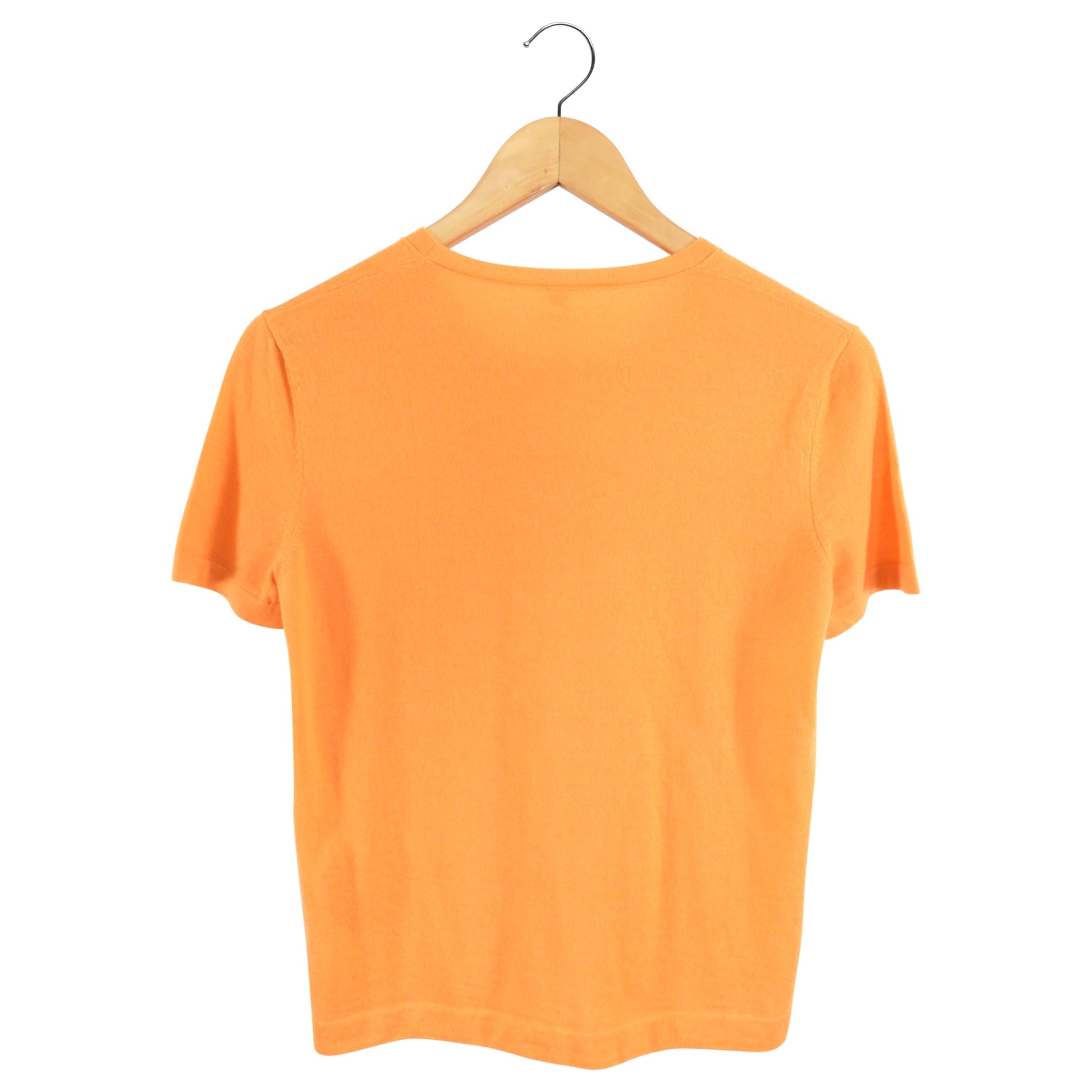 Hermes Orange Cashmere Short Sleeve Knit Top - S (4/6)