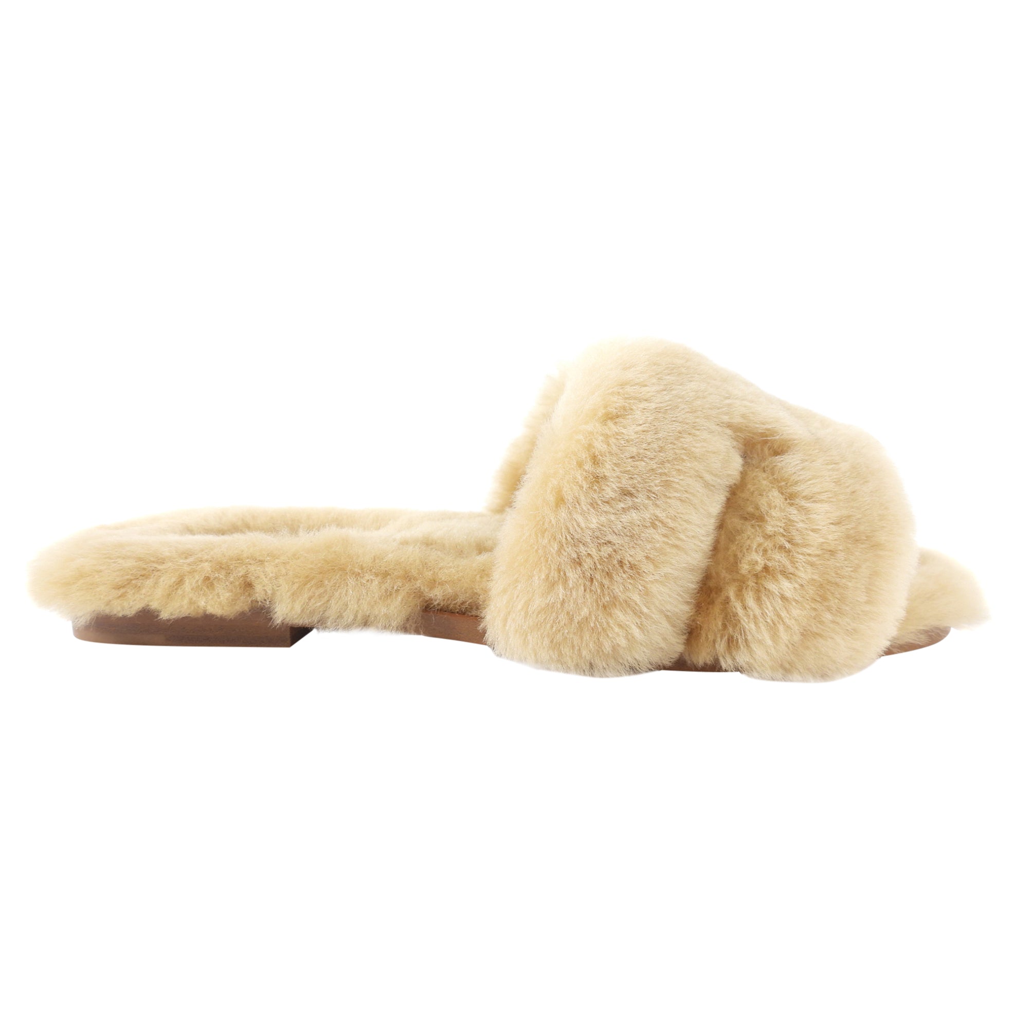Hermes Beige Argile Shearling Oran Sandals - 37