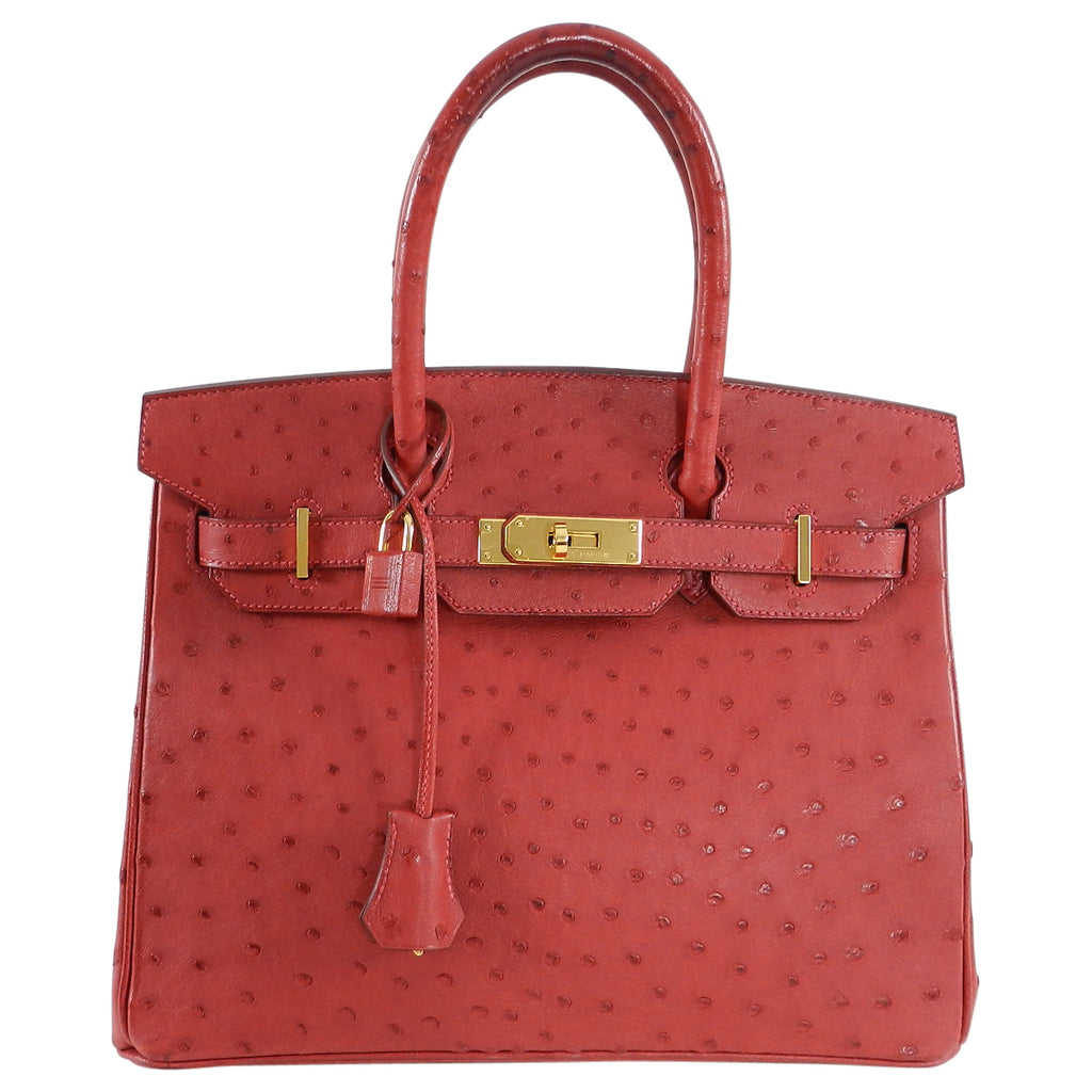 Hermes Rouge Vif Ostrich Birkin 30cm Gold Hardware