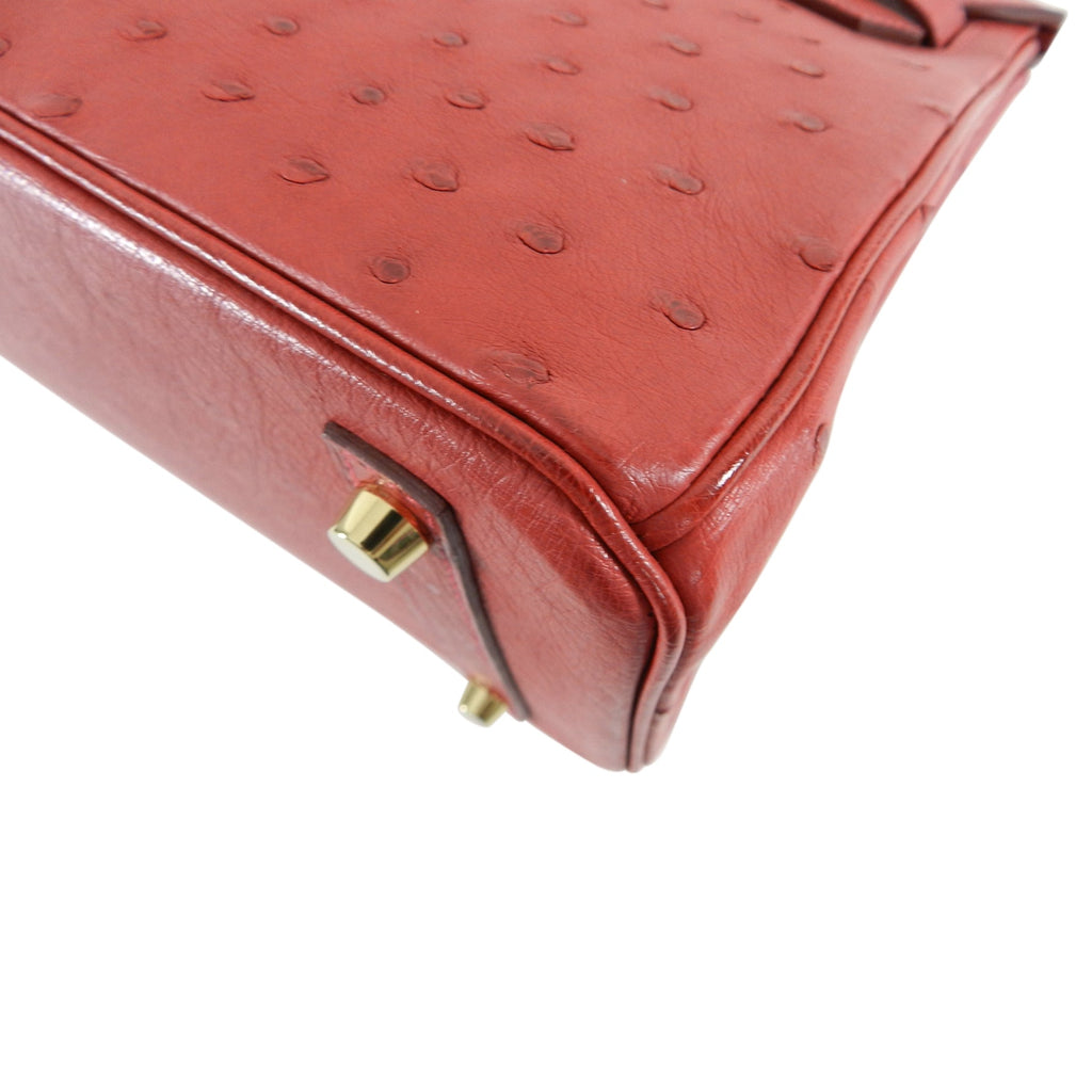 Hermes Rouge Vif Ostrich Birkin 30cm Gold Hardware
