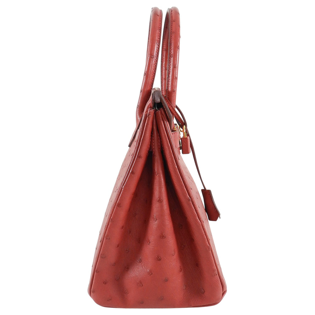 Hermes Rouge Vif Ostrich Birkin 30cm Gold Hardware