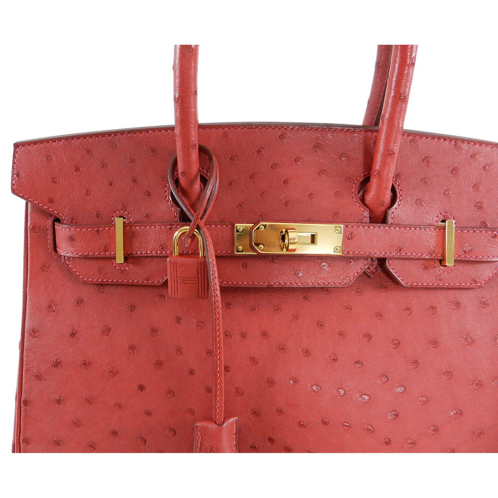Hermes Rouge Vif Ostrich Birkin 30cm Gold Hardware