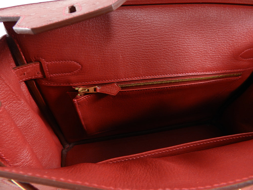 Hermes Rouge Vif Ostrich Birkin 30cm Gold Hardware