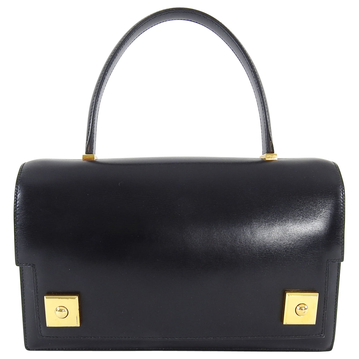 Hermes Vintage 1973 Piano Bag in Black Box Calf Leather