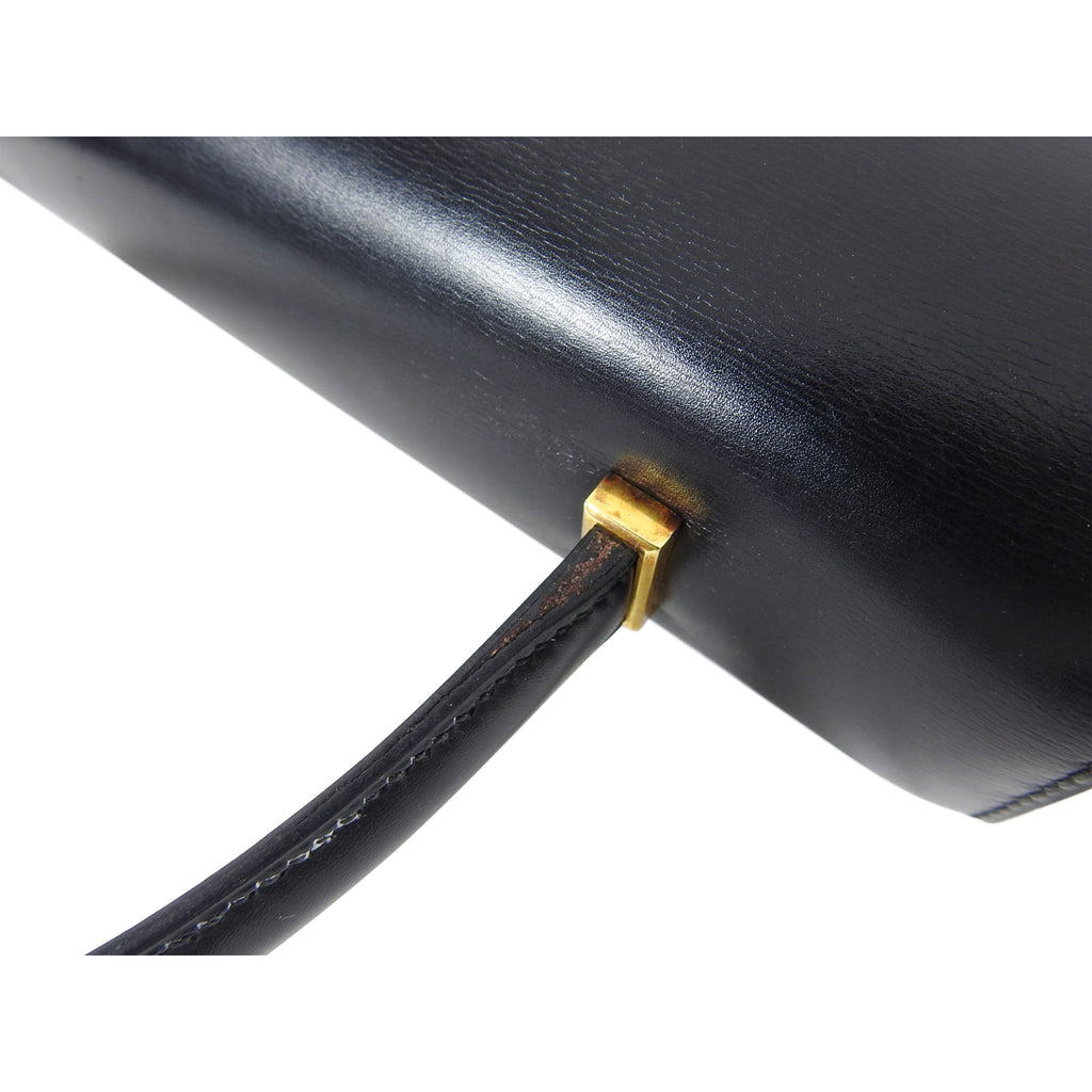 Hermes Vintage 1973 Piano Bag in Black Box Calf Leather