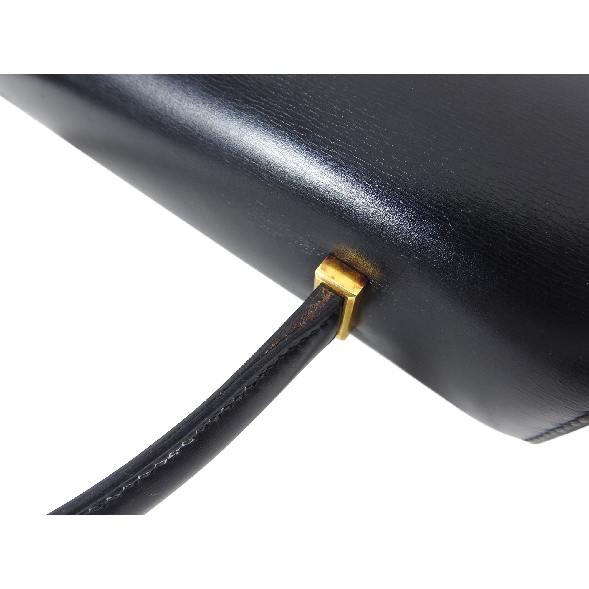 Hermes Vintage 1973 Piano Bag in Black Box Calf Leather
