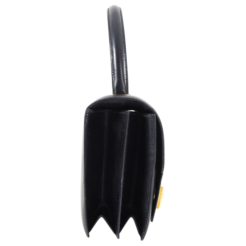 Hermes Vintage 1973 Piano Bag in Black Box Calf Leather