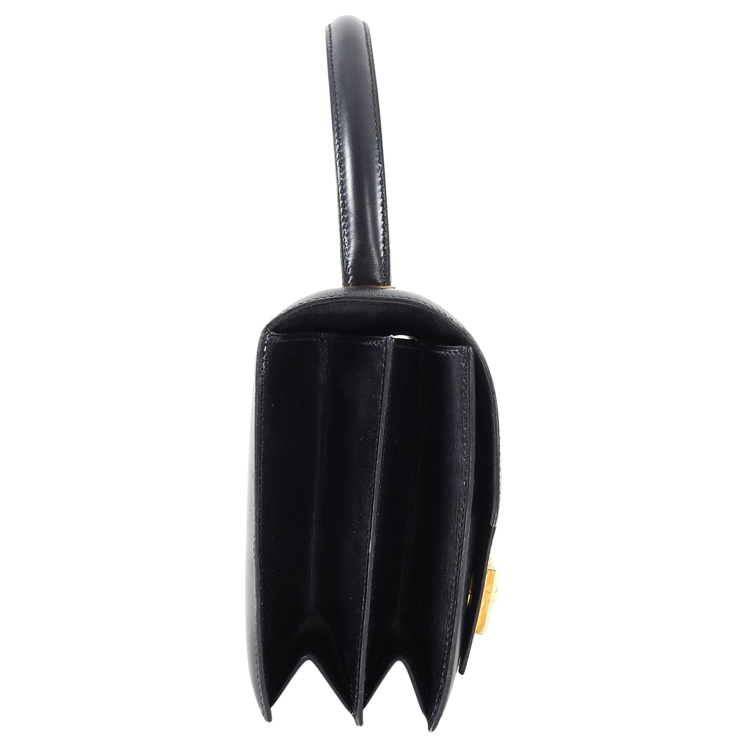 Hermes Vintage 1973 Piano Bag in Black Box Calf Leather