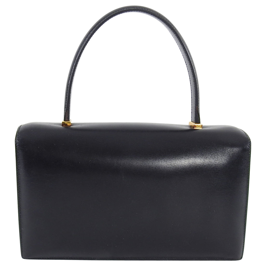 Hermes Vintage 1973 Piano Bag in Black Box Calf Leather
