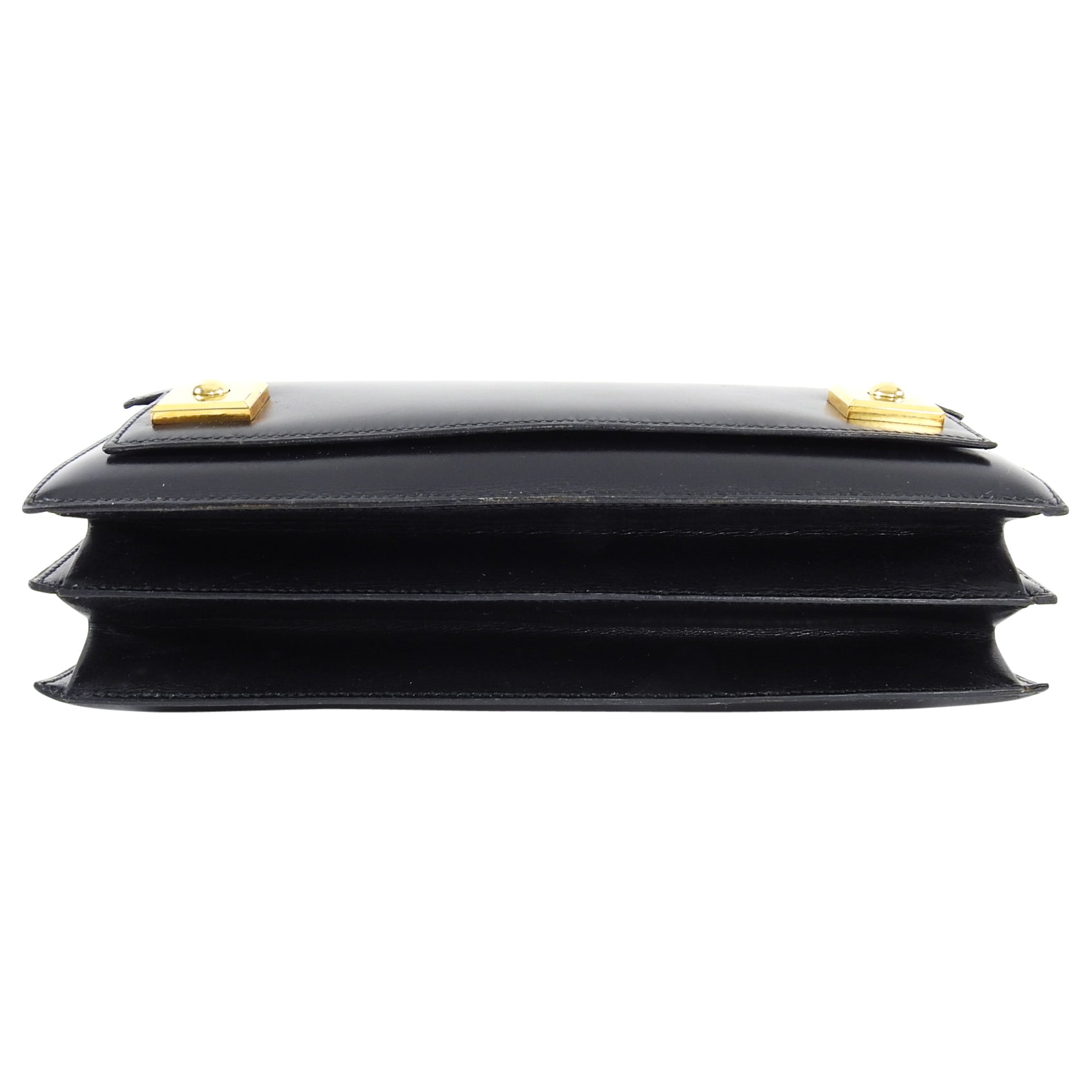 Hermes Vintage 1973 Piano Bag in Black Box Calf Leather