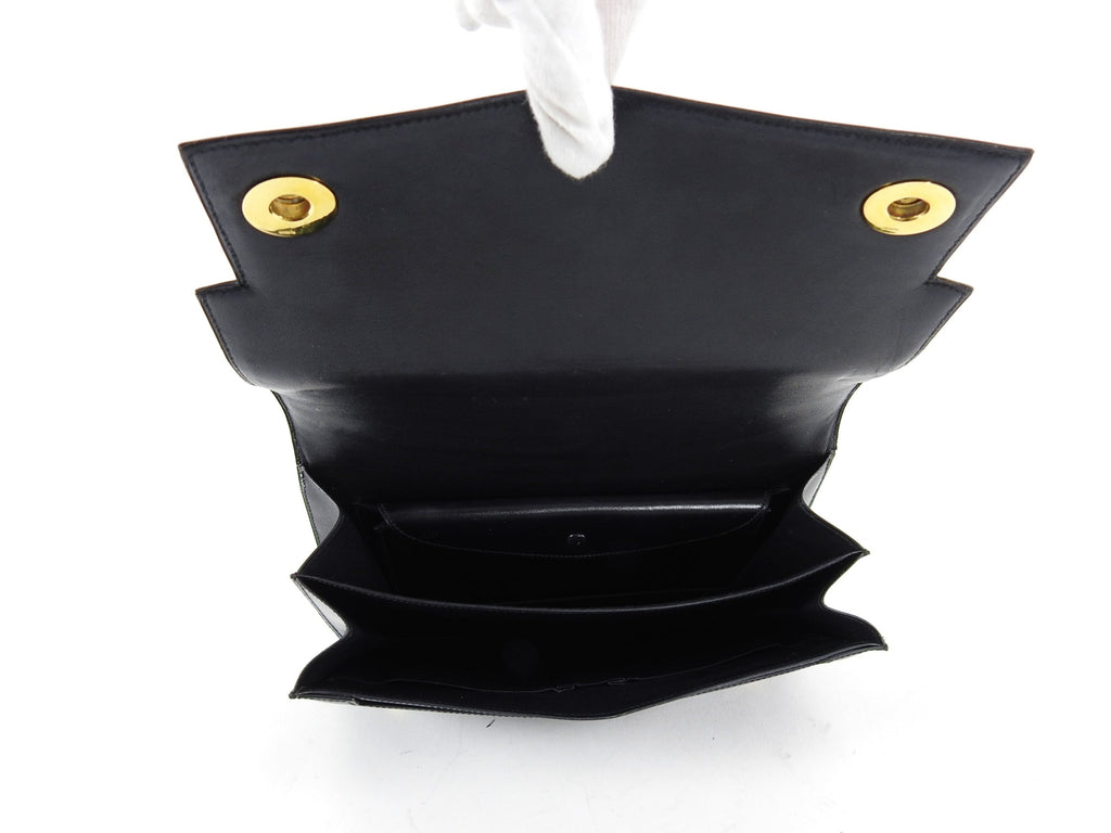 Hermes Vintage 1973 Piano Bag in Black Box Calf Leather