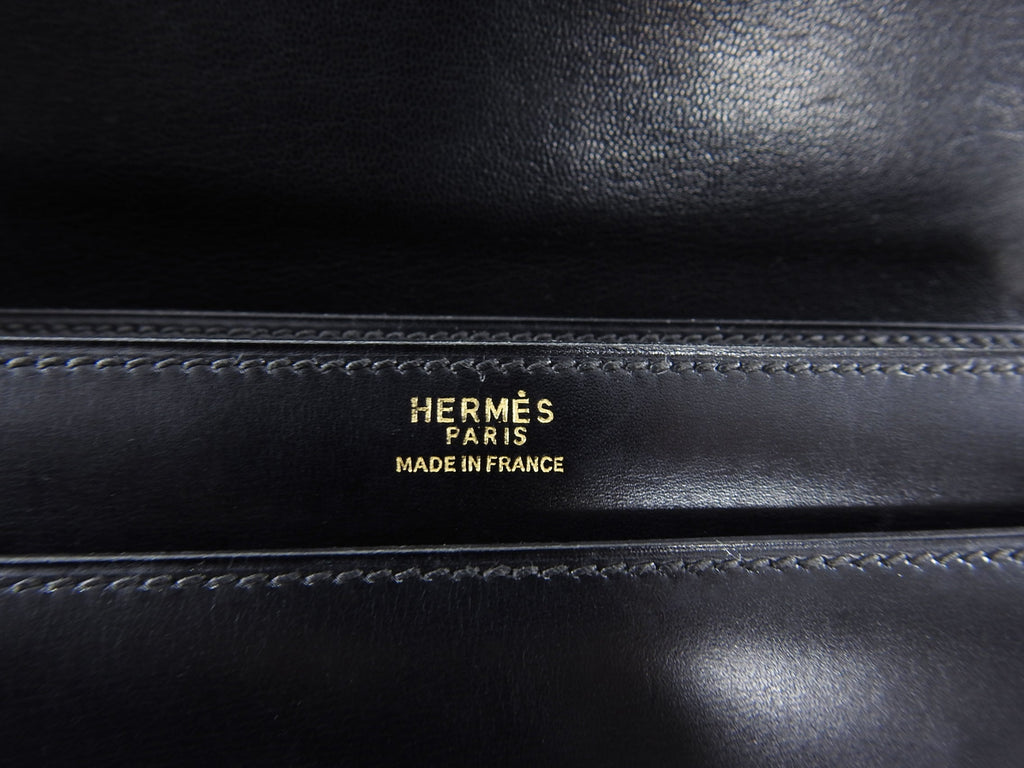 Hermes Vintage 1973 Piano Bag in Black Box Calf Leather