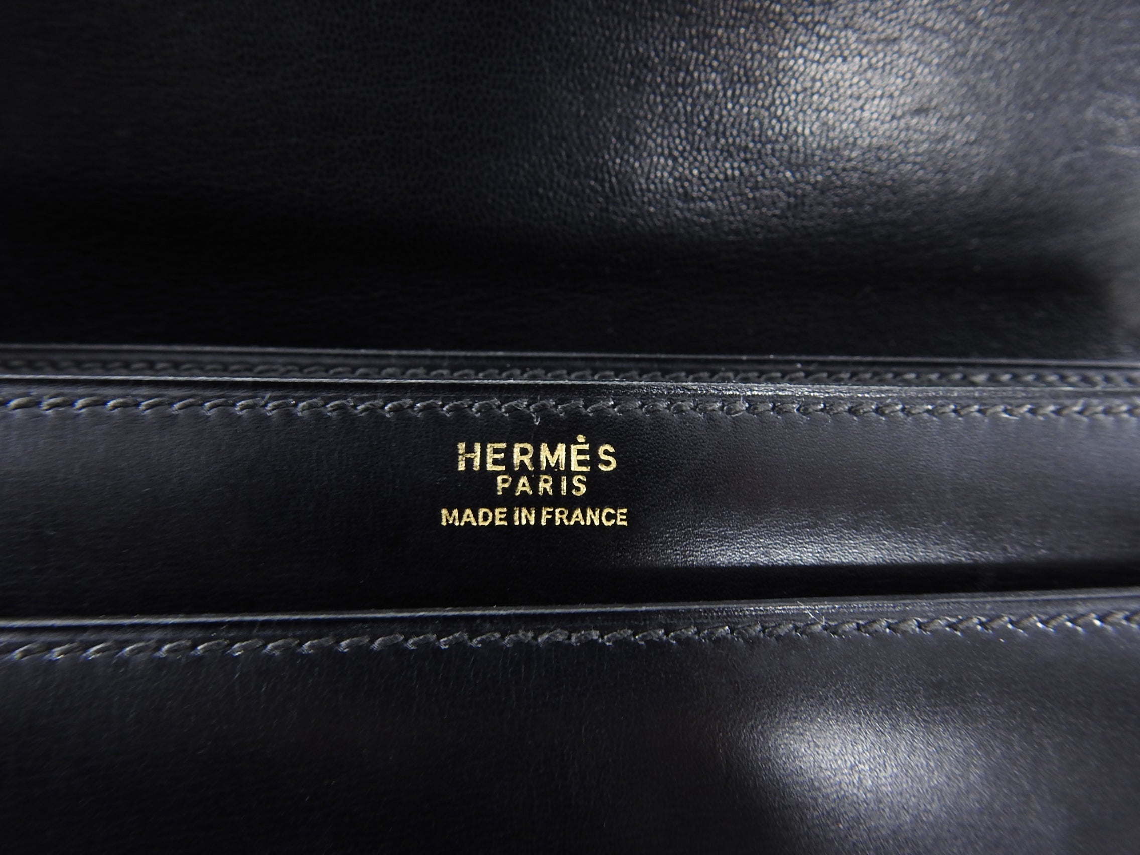 Hermes Vintage 1973 Piano Bag in Black Box Calf Leather