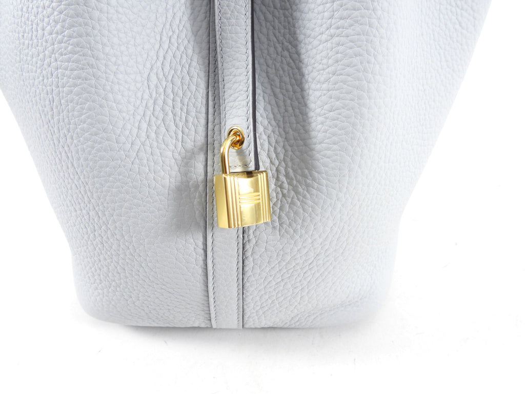Hermes Picotin 22 Lock Clemence Bleu Pale Bag