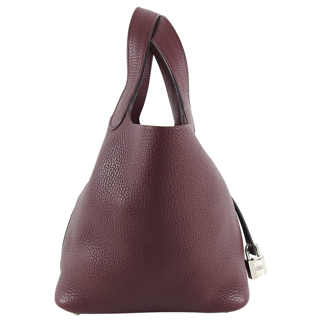 Hermes Bordeaux Clemence Picotin PM Lock Bag