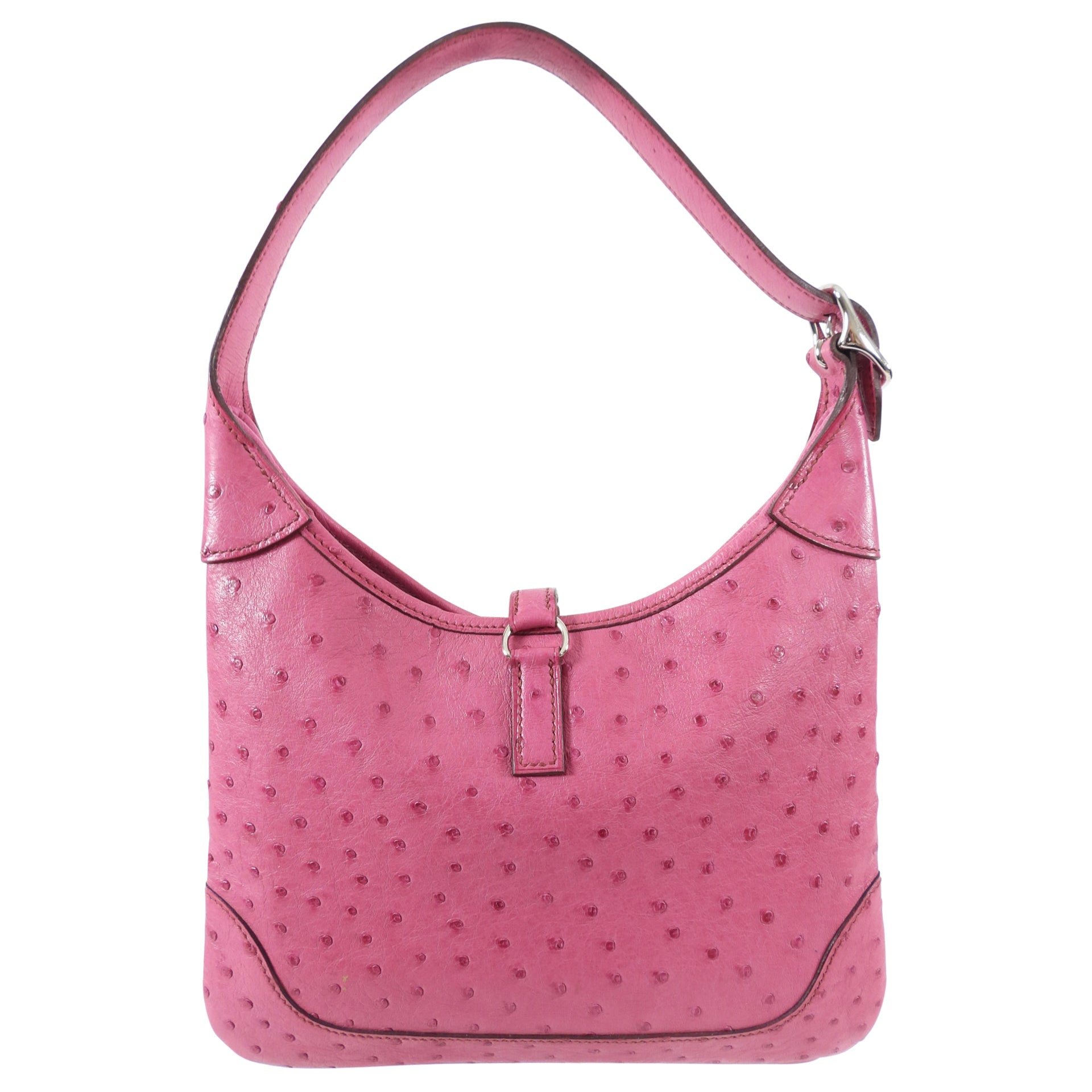 Hermes Pink Ostrich Leather Trim 23 Bag