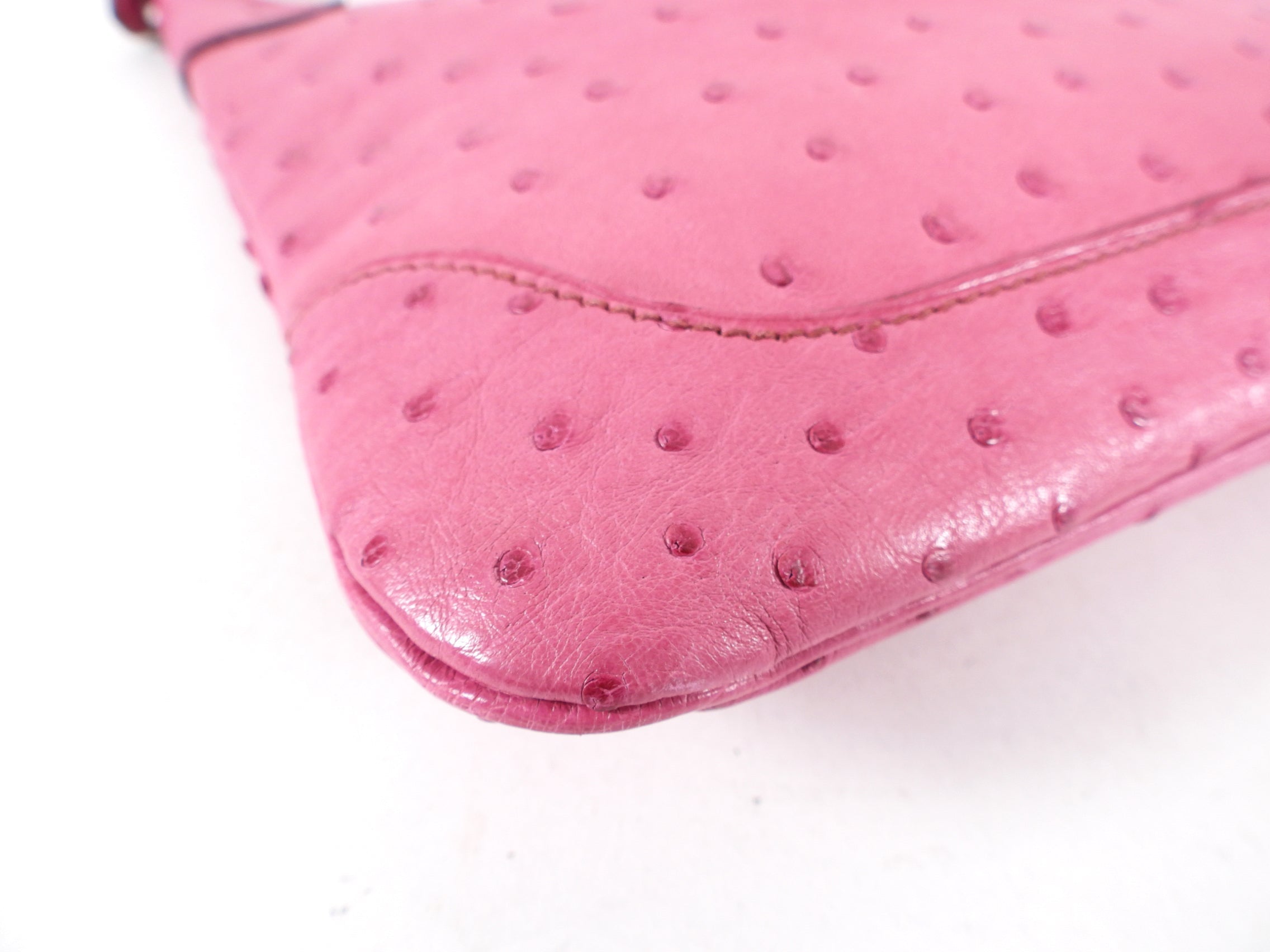 Hermes Pink Ostrich Leather Trim 23 Bag