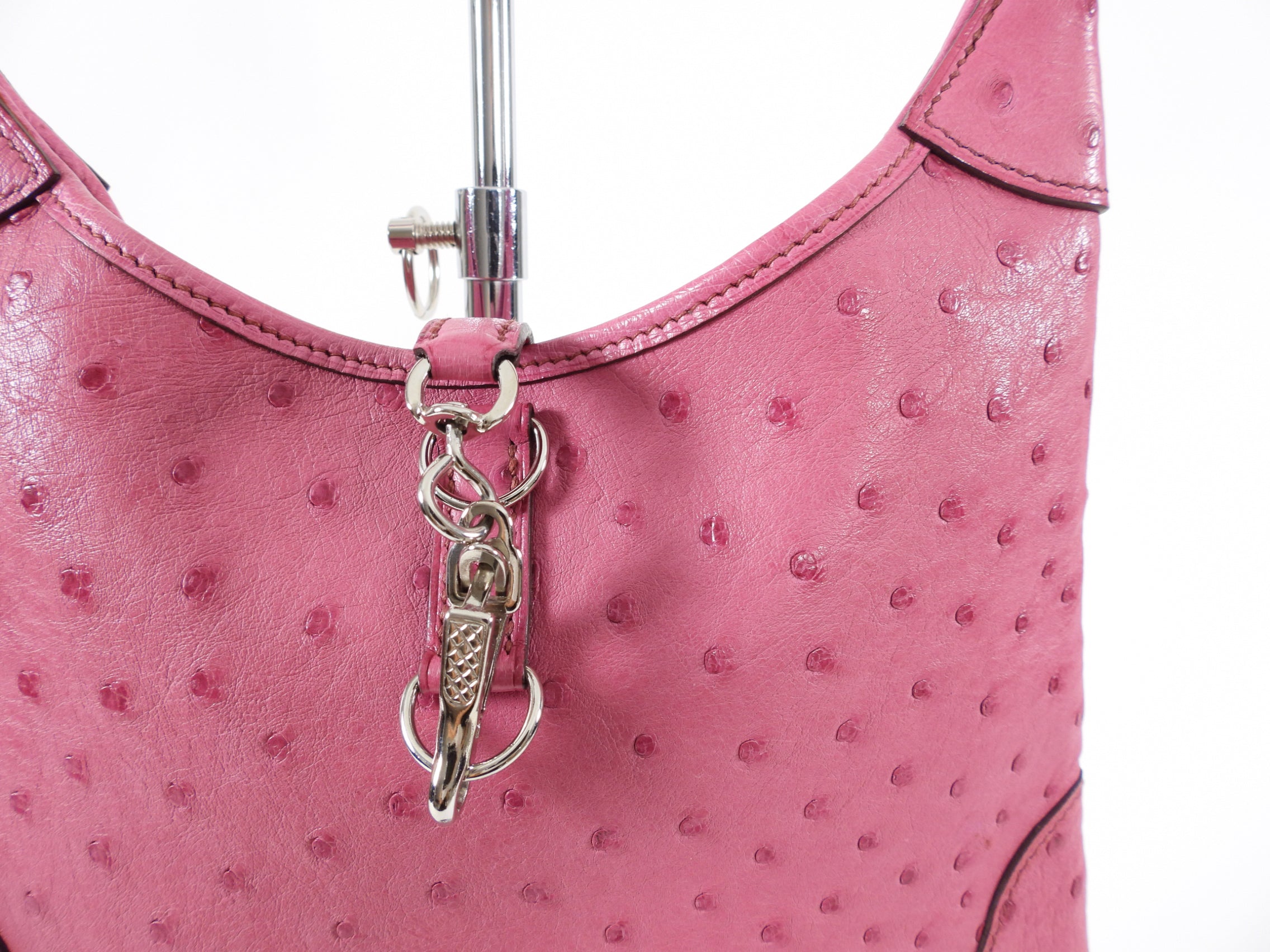 Hermes Pink Ostrich Leather Trim 23 Bag