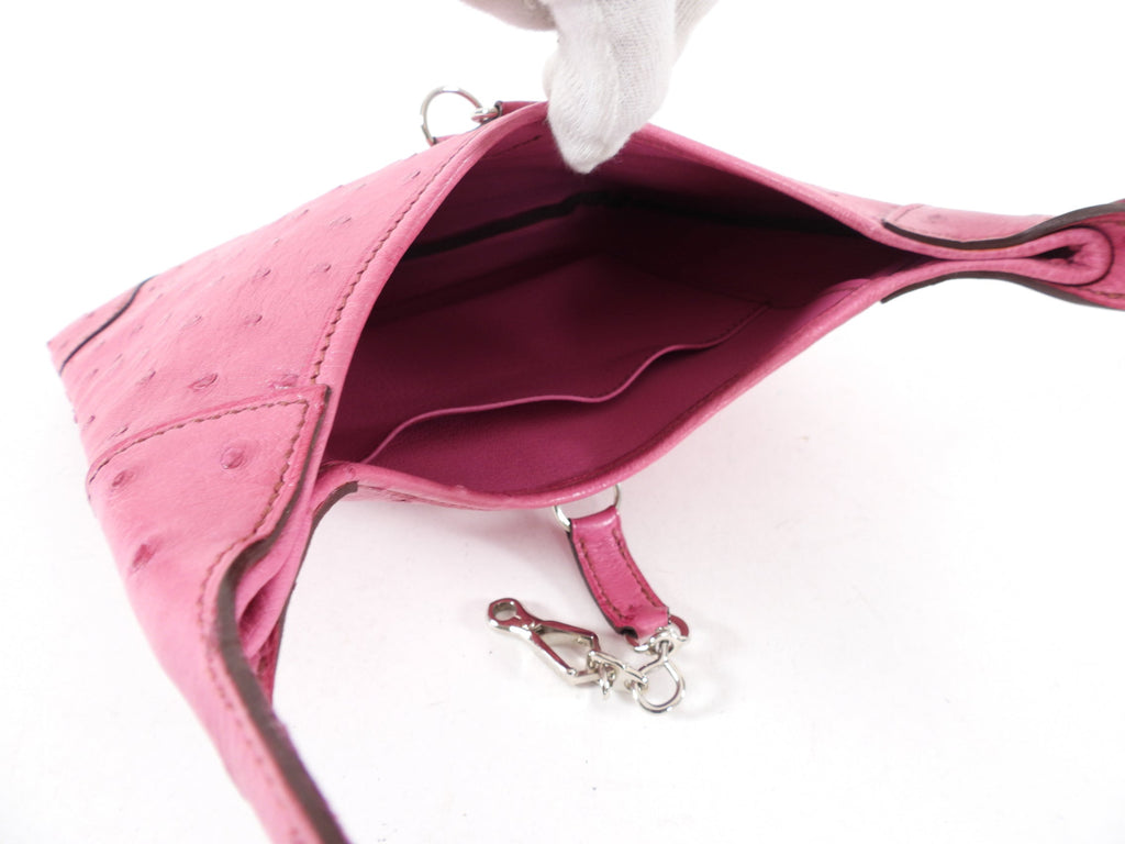 Hermes Pink Ostrich Leather Trim 23 Bag