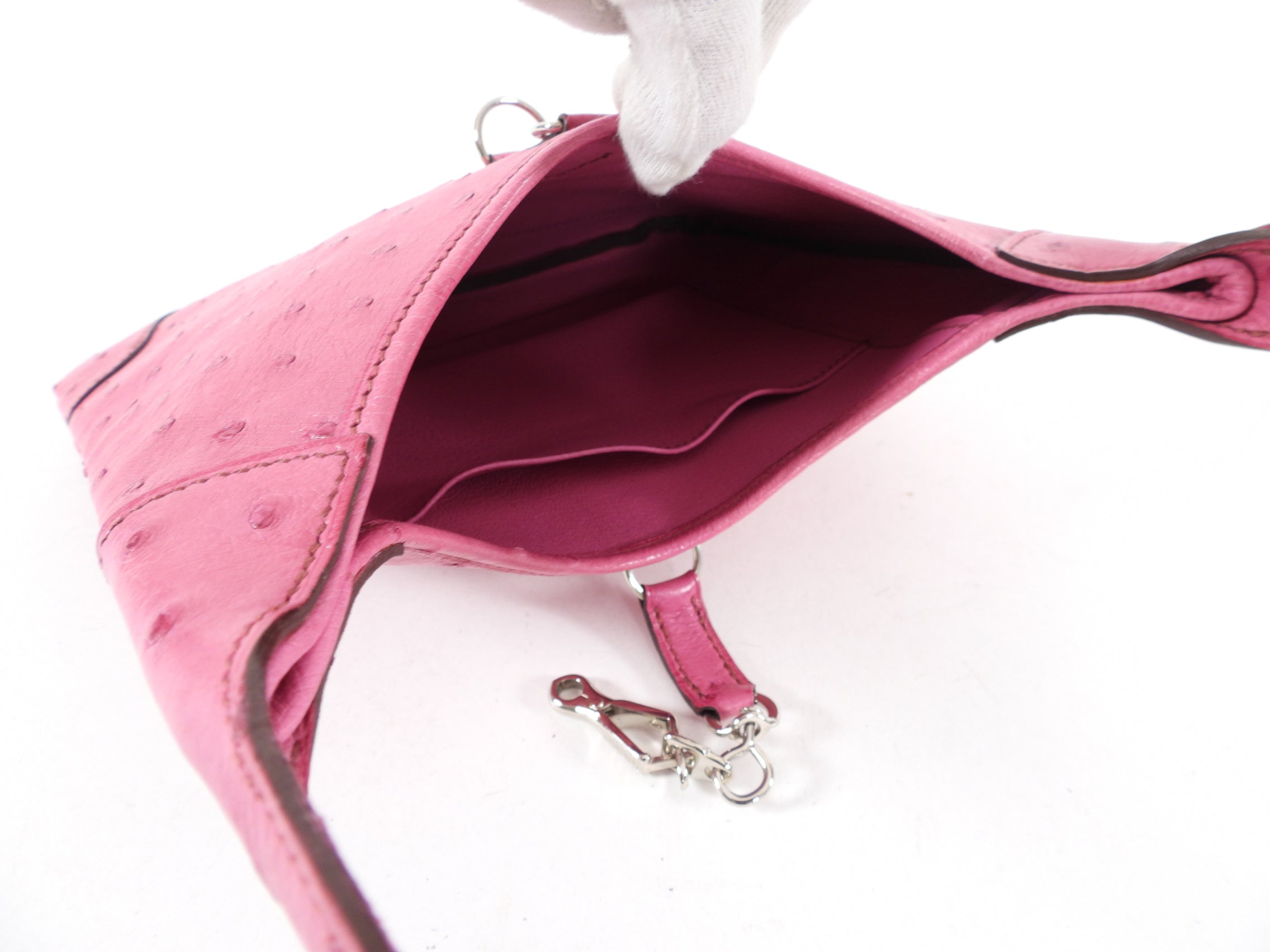 Hermes Pink Ostrich Leather Trim 23 Bag