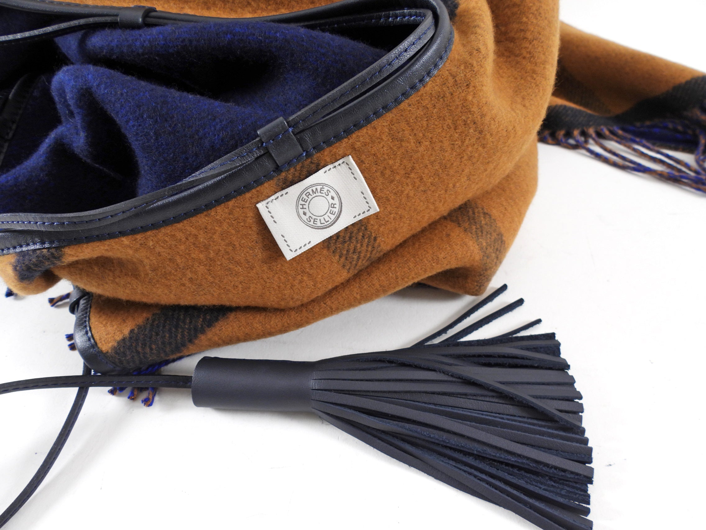 Hermes Reversible Navy and Brown Highlands Poncho