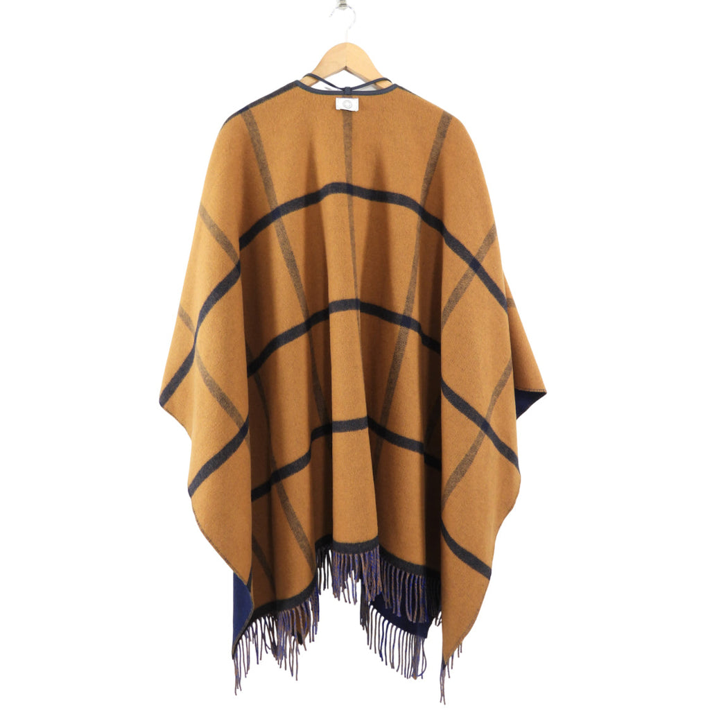 Hermes Reversible Navy and Brown Highlands Poncho