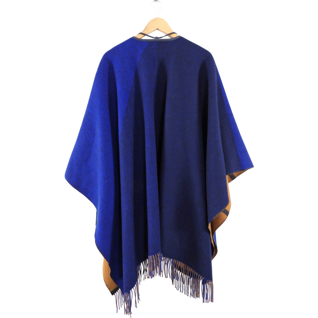 Hermes Reversible Navy and Brown Highlands Poncho