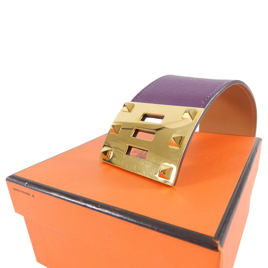 Hermes Purple Anemone Kelly Dog Extreme Cuff Bracelet