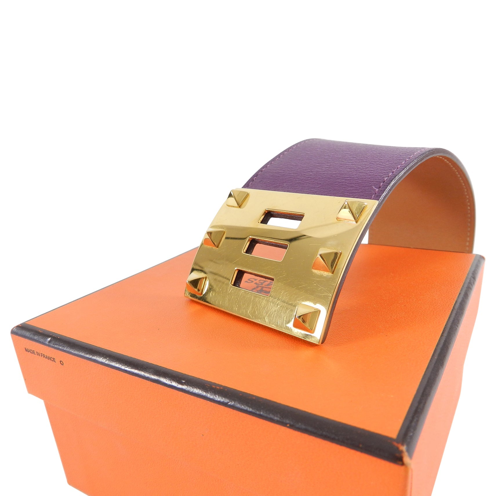 Hermes Purple Anemone Kelly Dog Extreme Cuff Bracelet