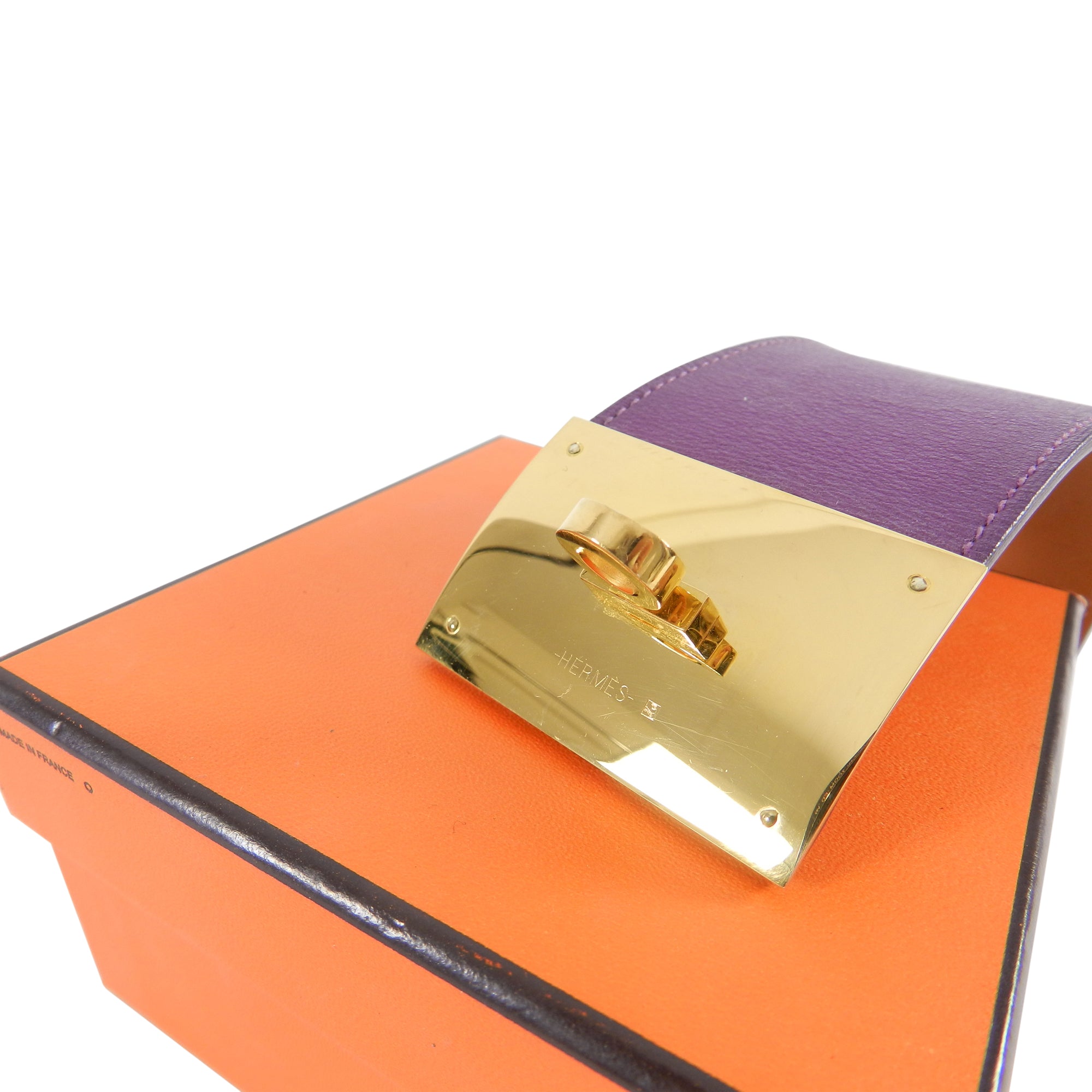 Hermes Purple Anemone Kelly Dog Extreme Cuff Bracelet
