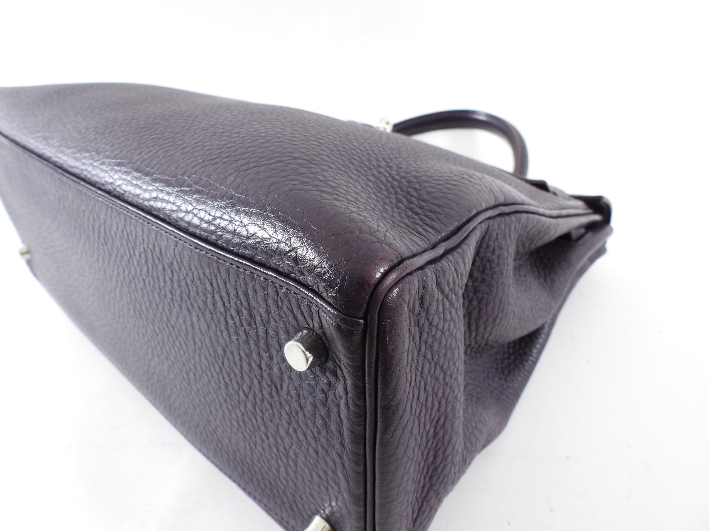 Hermes Dark Purple Clemence Kelly 35 Retourne PHW Bag