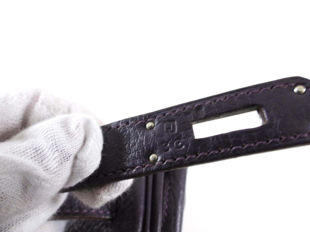 Hermes Dark Purple Clemence Kelly 35 Retourne PHW Bag