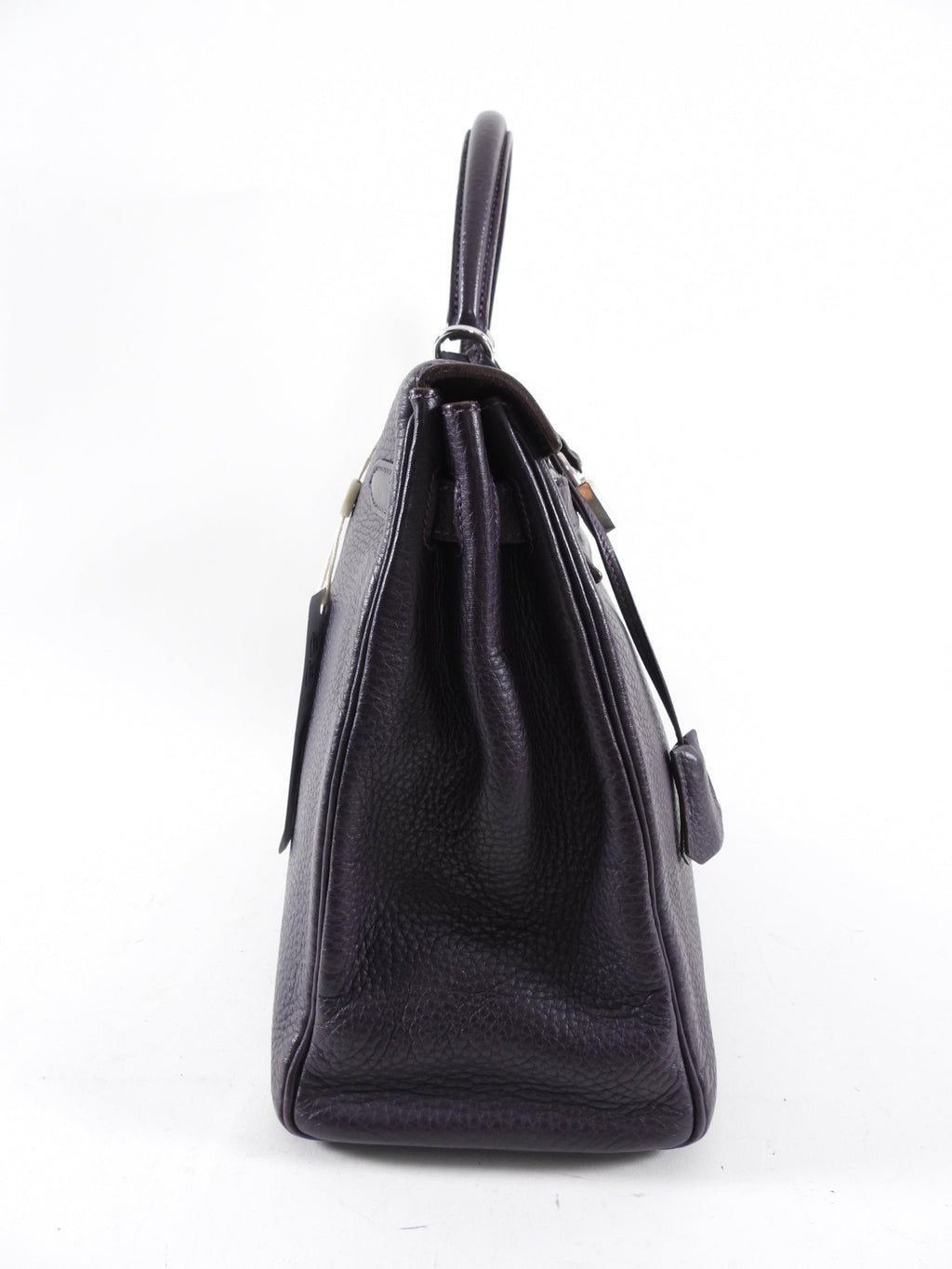 Hermes Dark Purple Clemence Kelly 35 Retourne PHW Bag