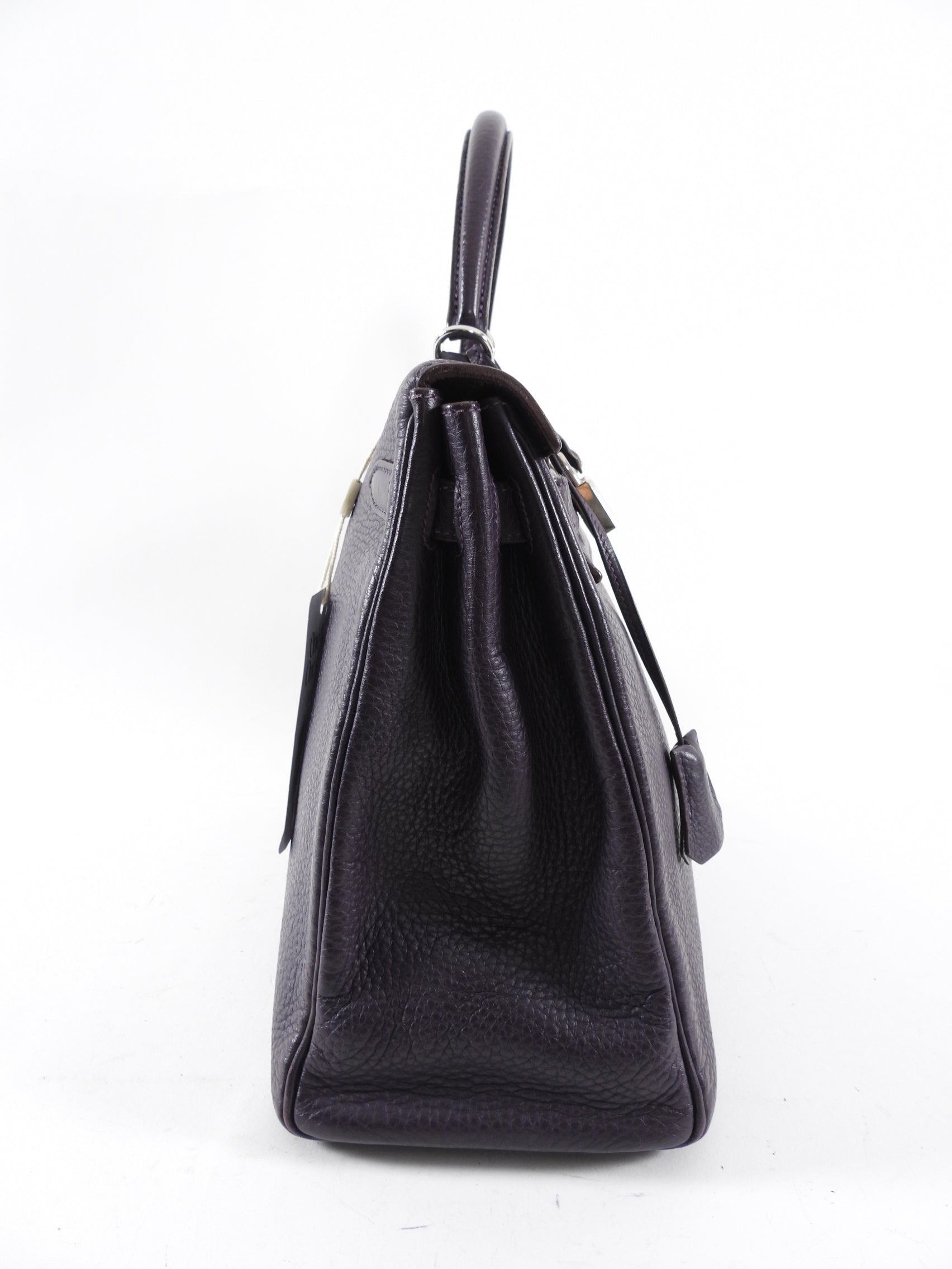 Hermes Dark Purple Clemence Kelly 35 Retourne PHW Bag