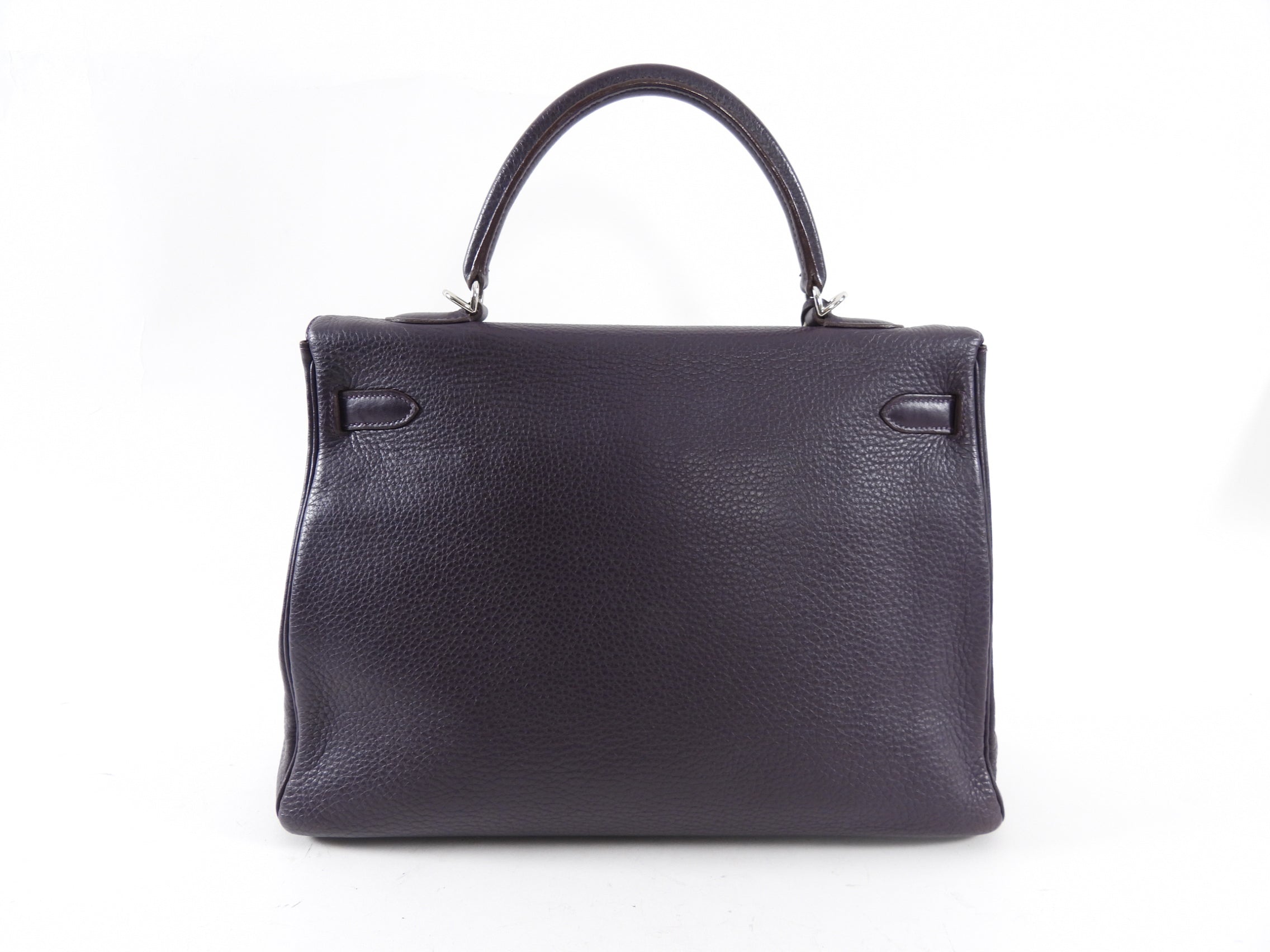 Hermes Dark Purple Clemence Kelly 35 Retourne PHW Bag