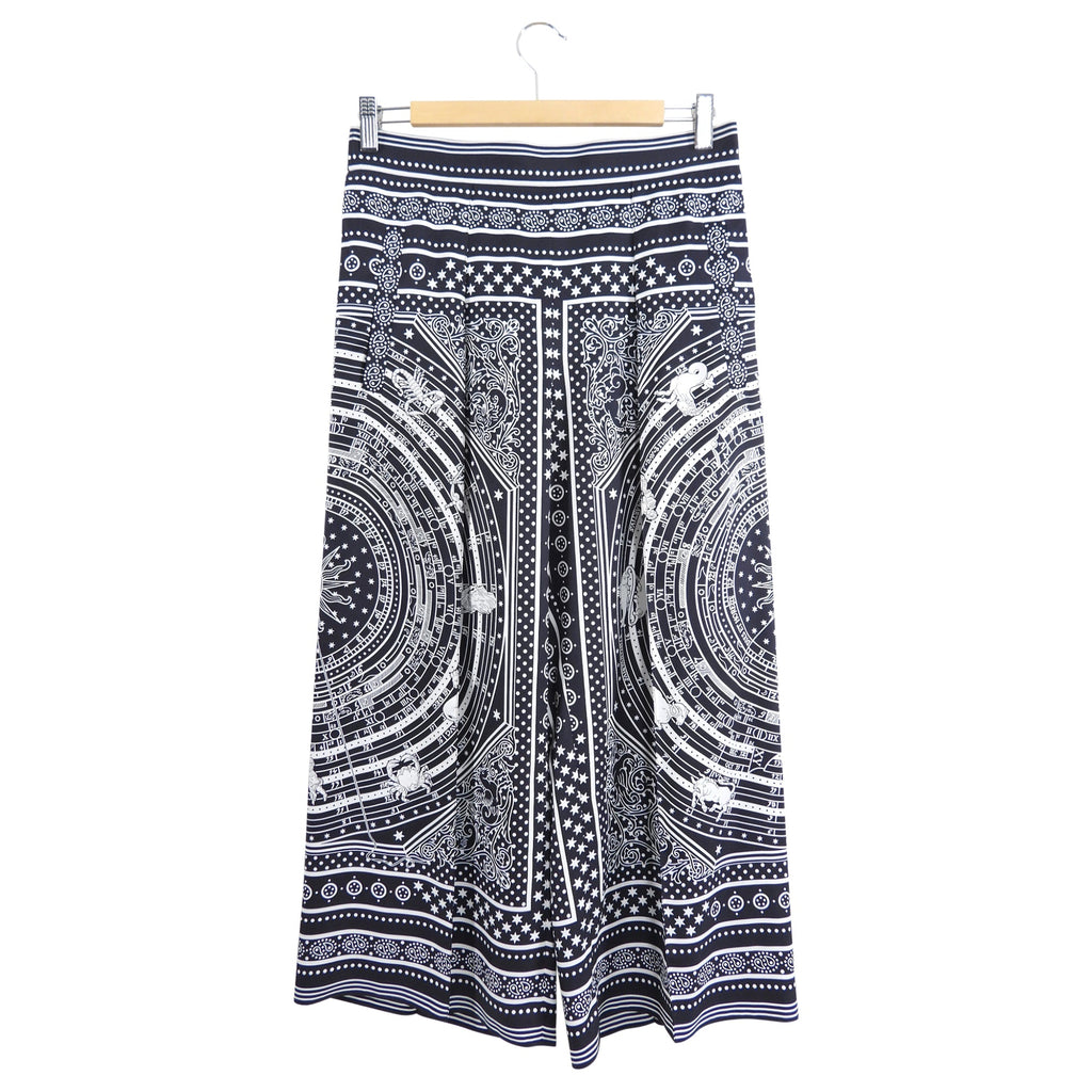 Hermes Black and White Silk Astrologie Bandana Crop  Wide Leg Pajama Pants - FR36 / 4