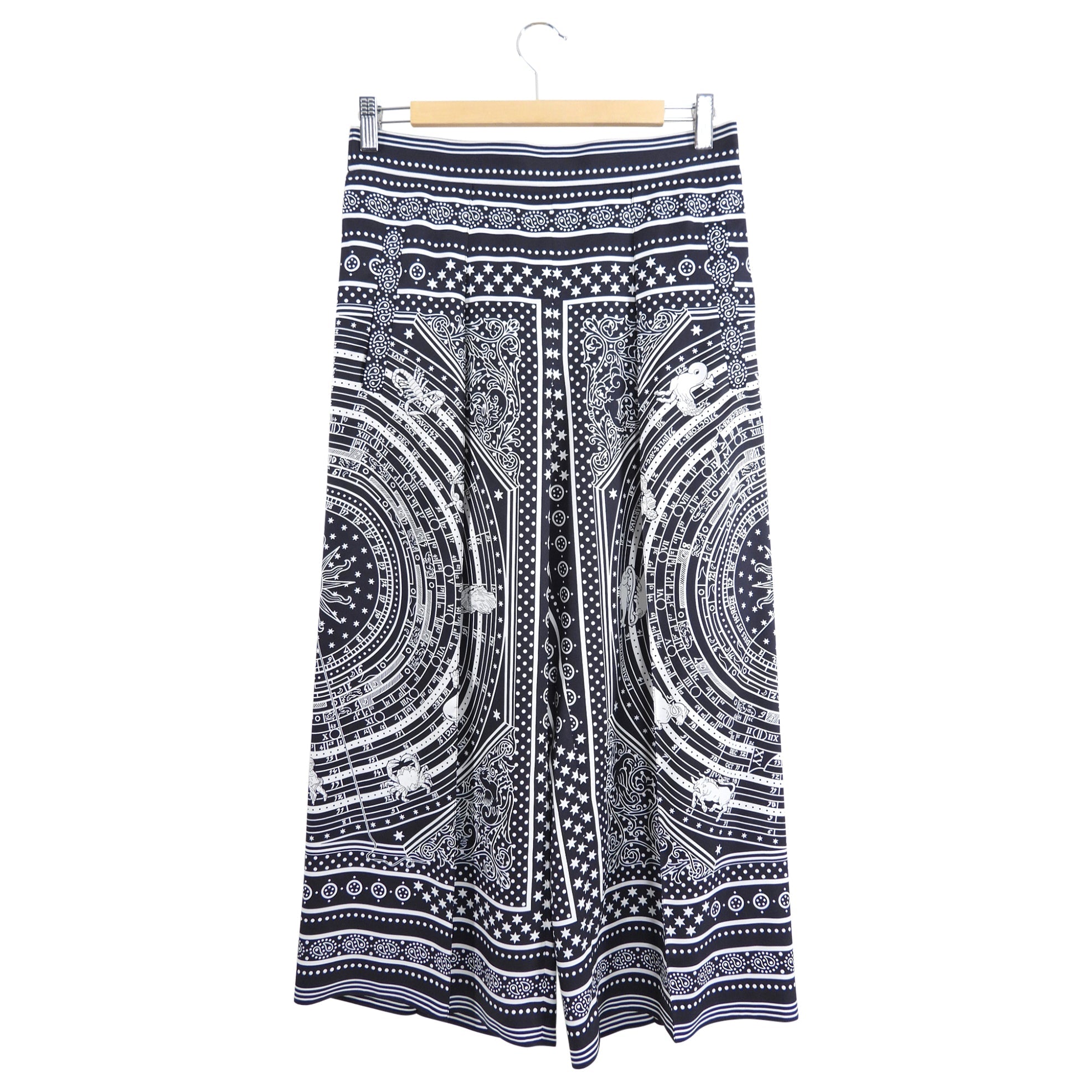 Hermes Black and White Silk Astrologie Bandana Crop  Wide Leg Pajama Pants - FR36 / 4