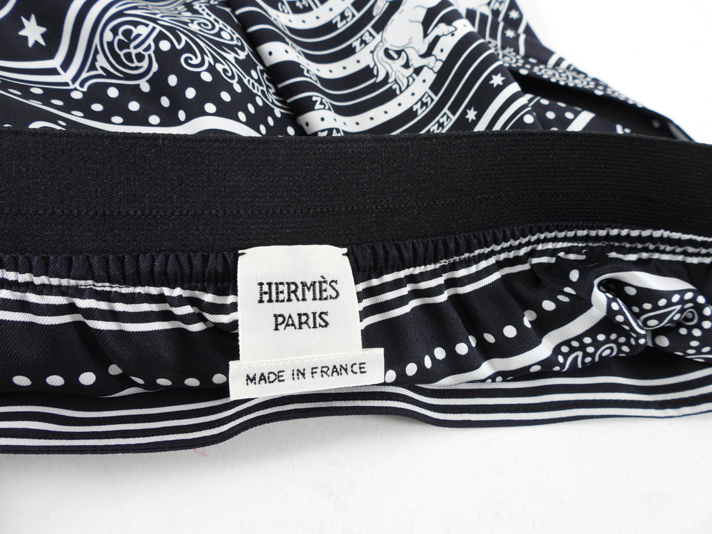 Hermes Black and White Silk Astrologie Bandana Crop  Wide Leg Pajama Pants - FR36 / 4