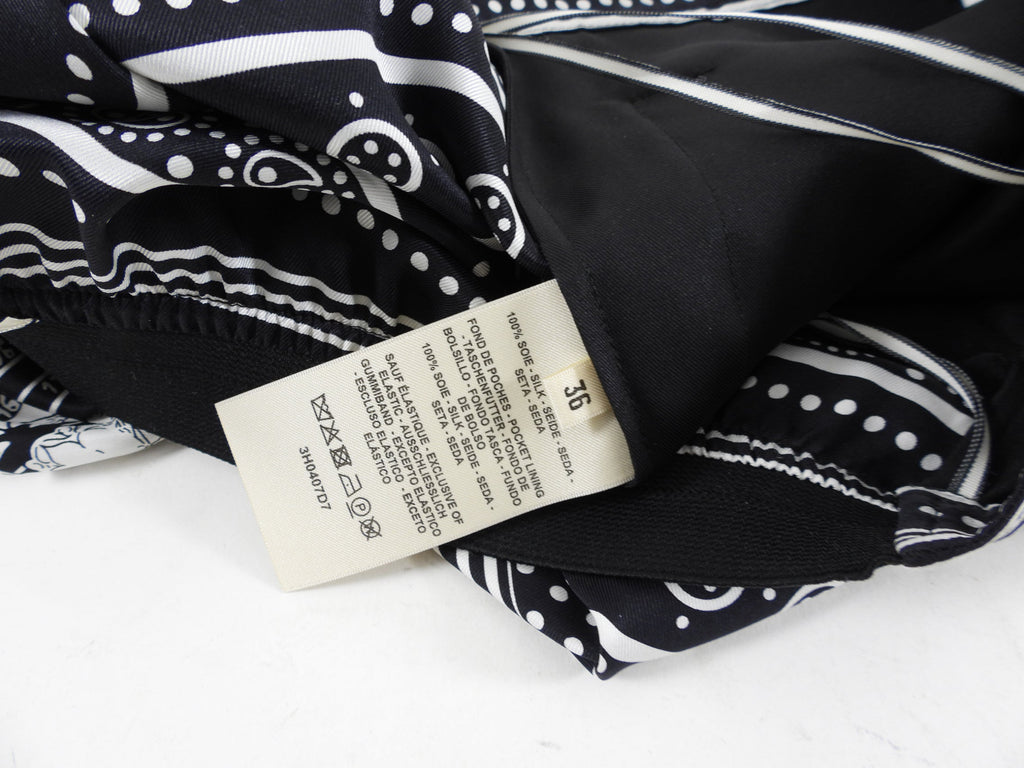Hermes Black and White Silk Astrologie Bandana Crop  Wide Leg Pajama Pants - FR36 / 4
