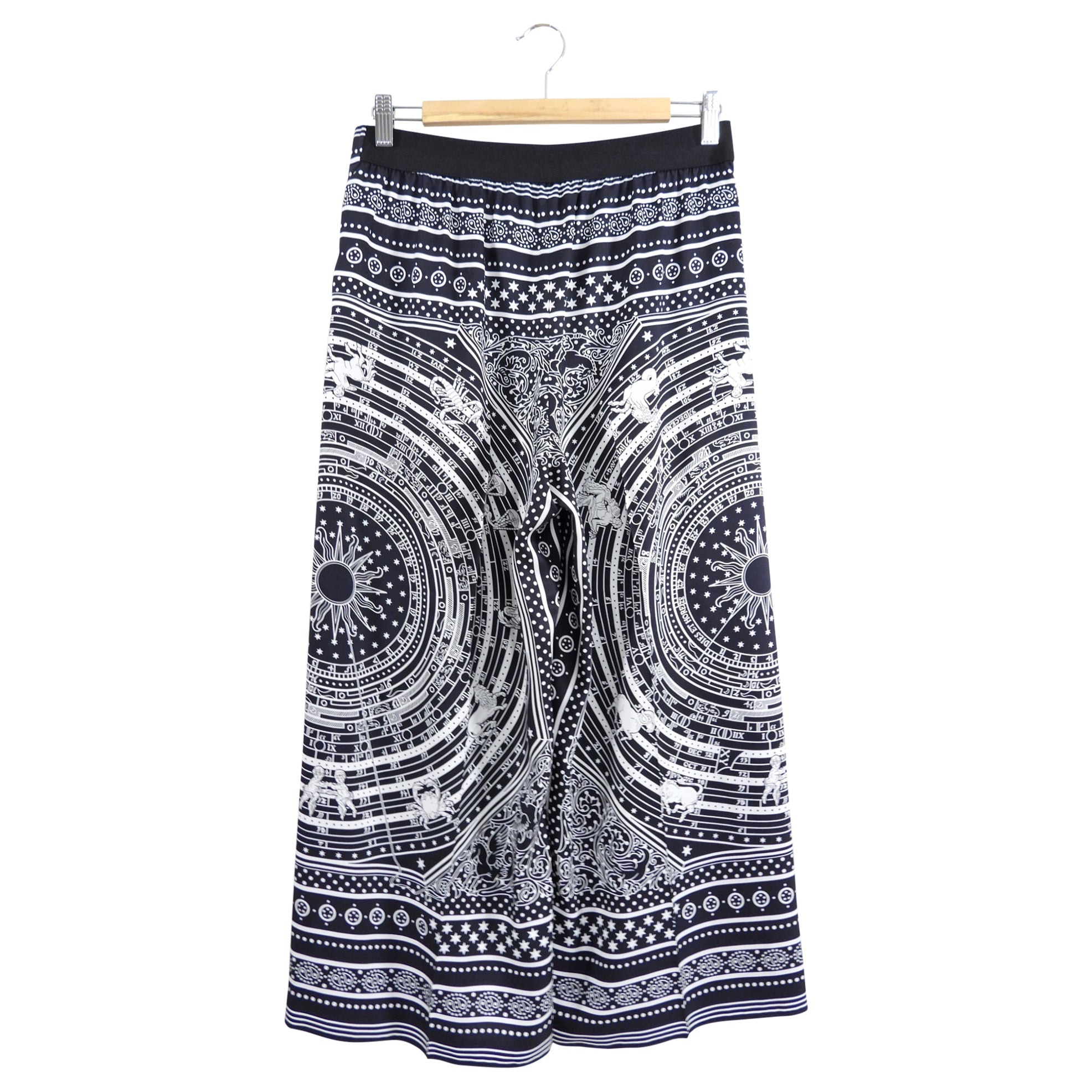 Hermes Black and White Silk Astrologie Bandana Crop  Wide Leg Pajama Pants - FR36 / 4