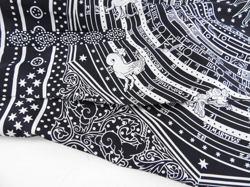Hermes Black and White Silk Astrologie Bandana Crop  Wide Leg Pajama Pants - FR36 / 4