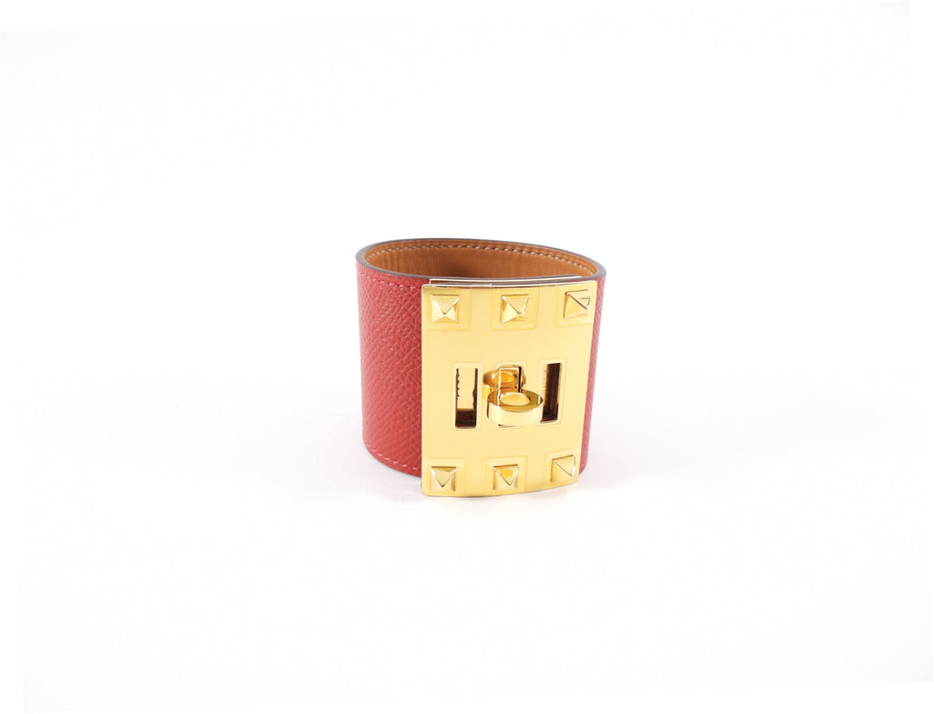 Hermes Kelly Dog Extreme Cuff Bracelet Red Epsom GHW