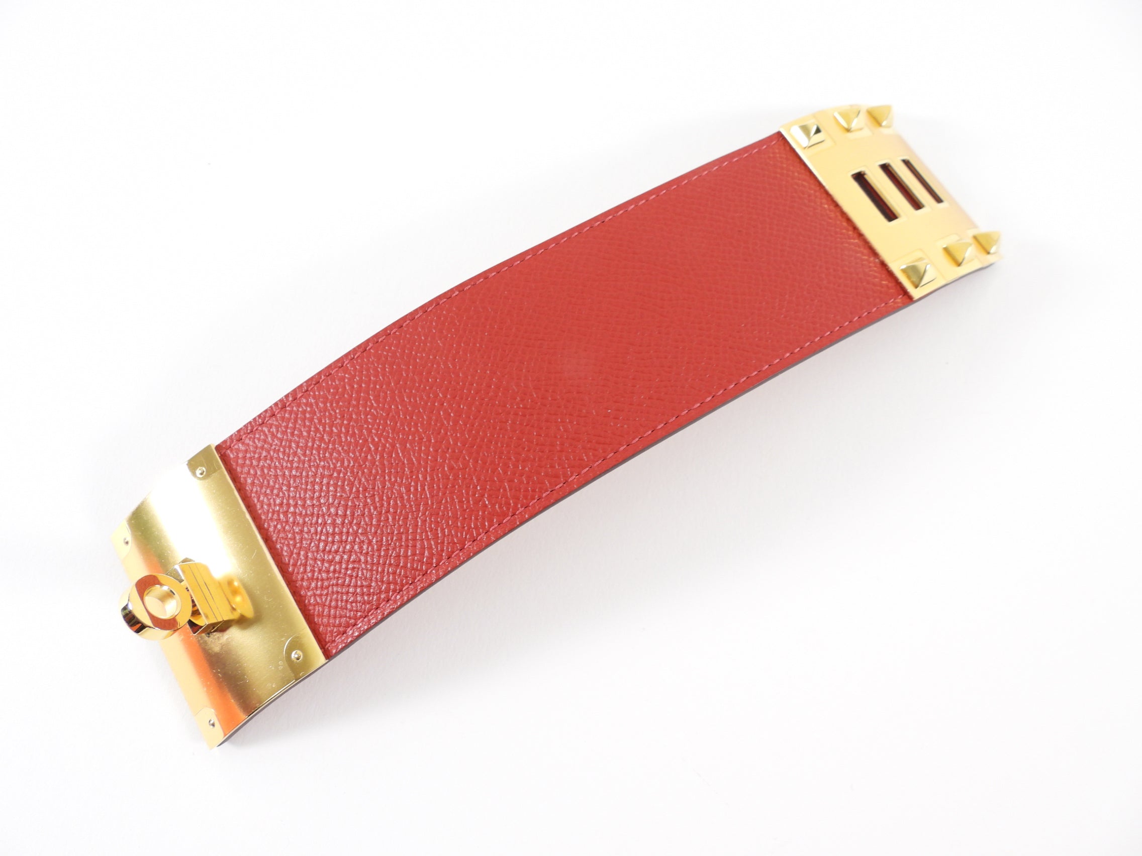Hermes Kelly Dog Extreme Cuff Bracelet Red Epsom GHW