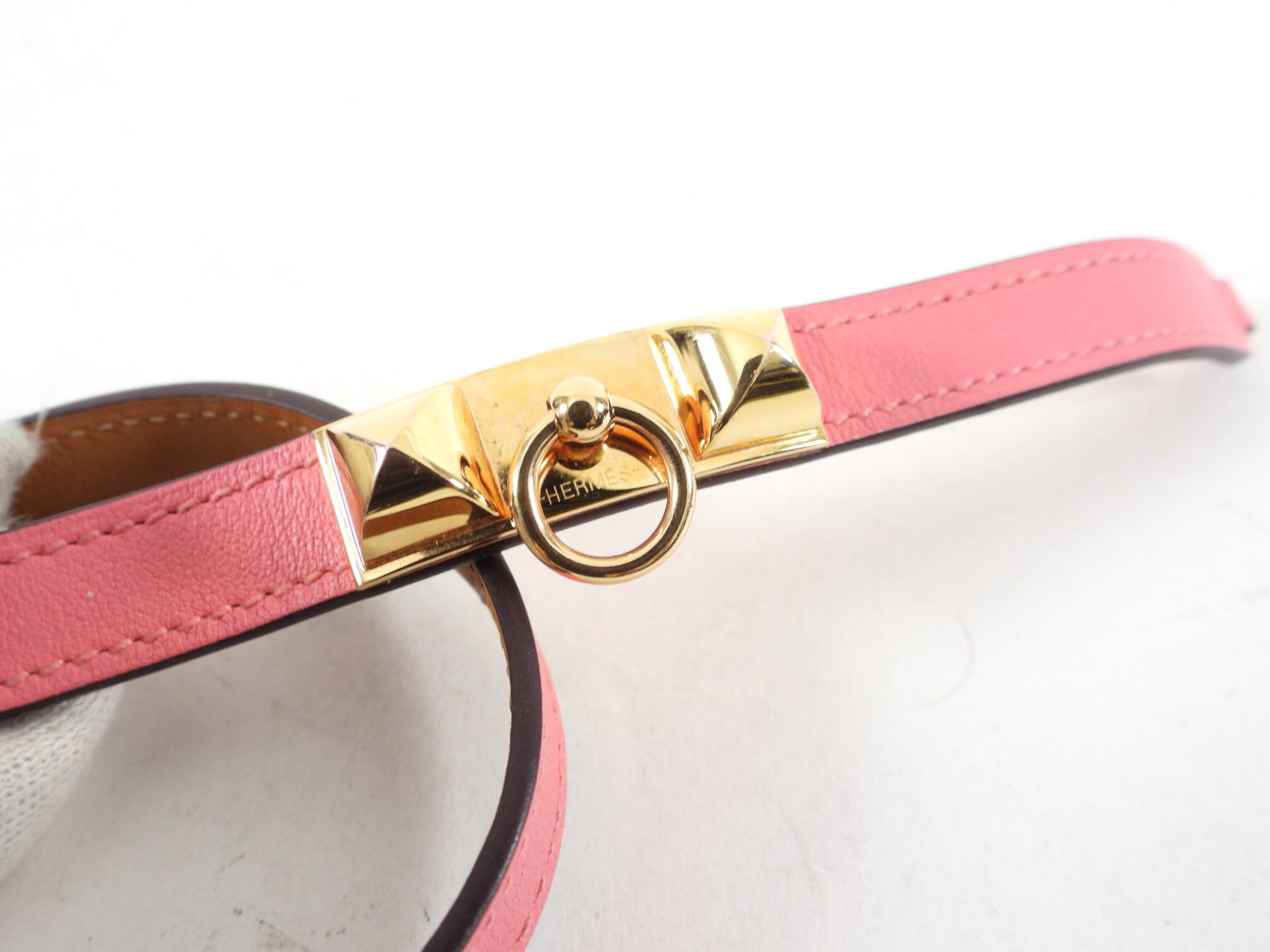 Hermes Pink Rivale Double Tour Bracelet - XS