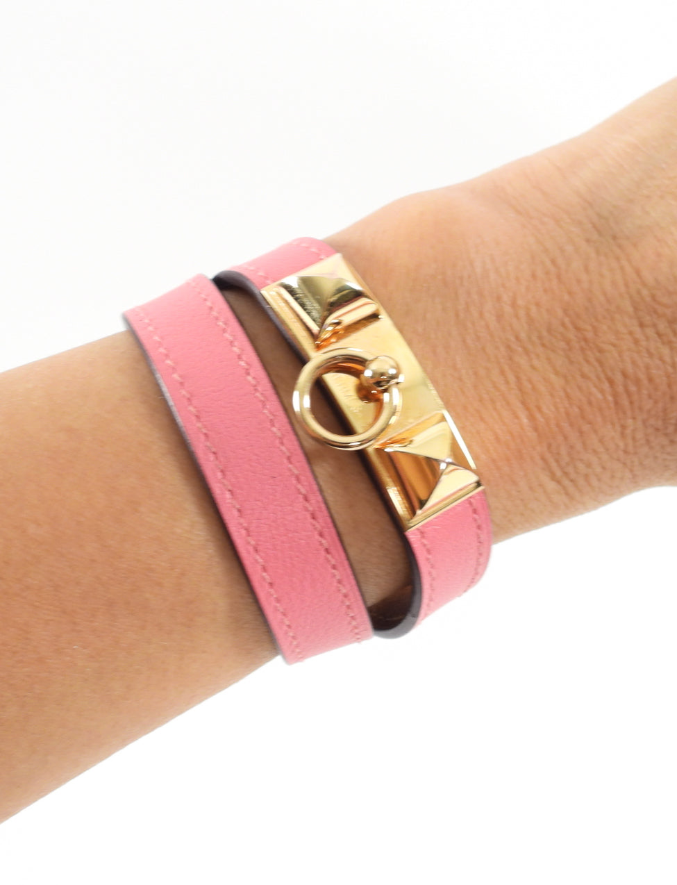 Hermes Pink Rivale Double Tour Bracelet - XS