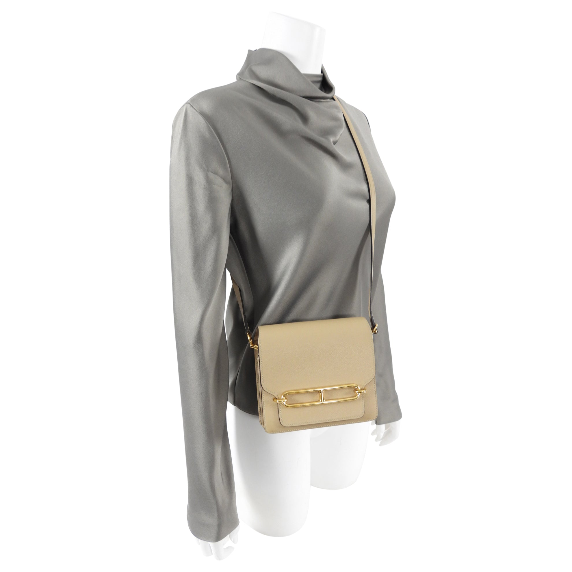 Hermes Mini 18cm Sac Roulis Shoulder Bag in Evercolor Trench