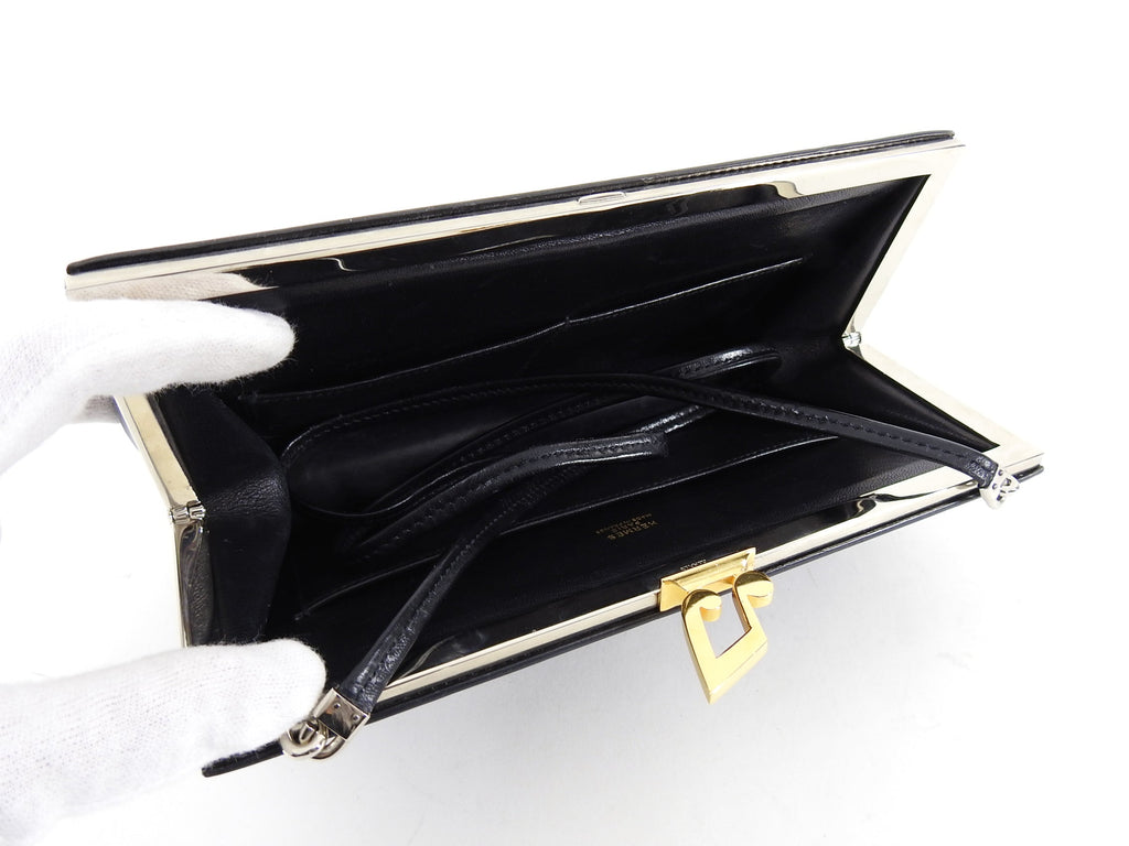 Hermes Vintage 1990 Sac a Malice Black Green Figural Singer Music Bag