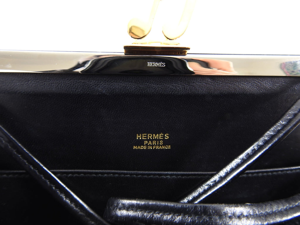 Hermes Vintage 1990 Sac a Malice Black Green Figural Singer Music Bag