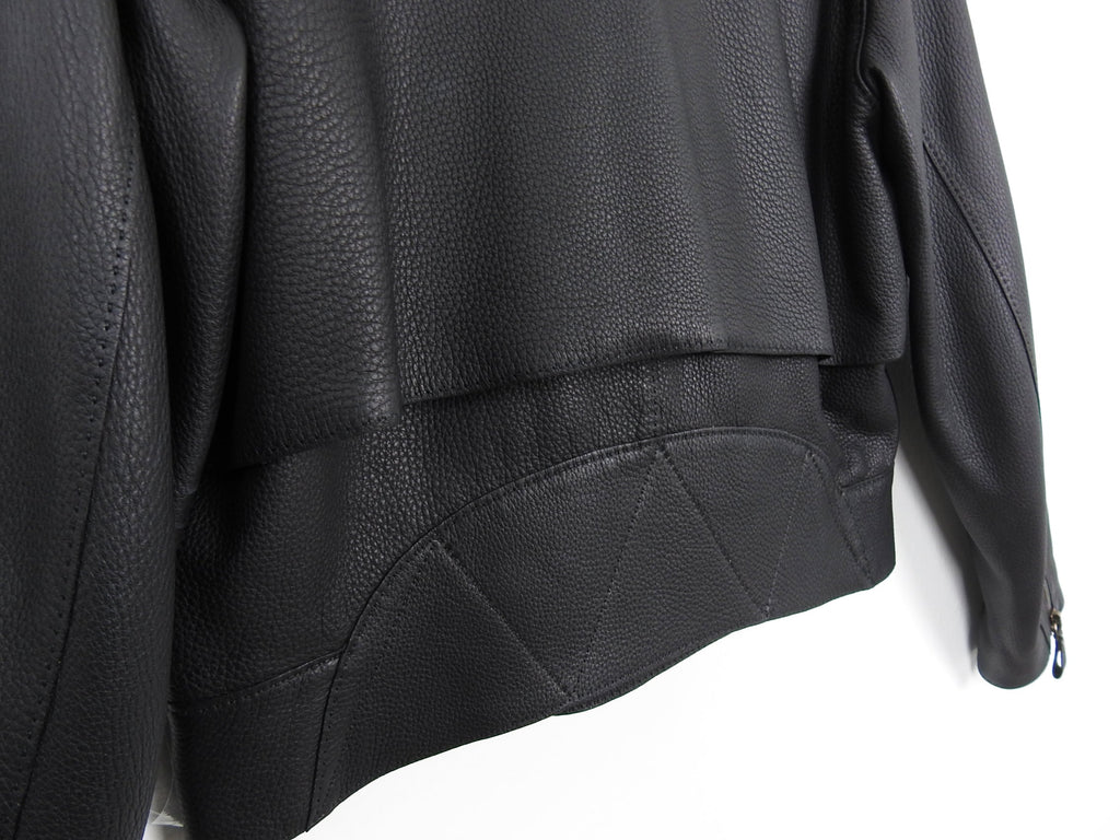 Hermes Black Shearling Collar Leather Biker Jacket - FR38 / USA 6