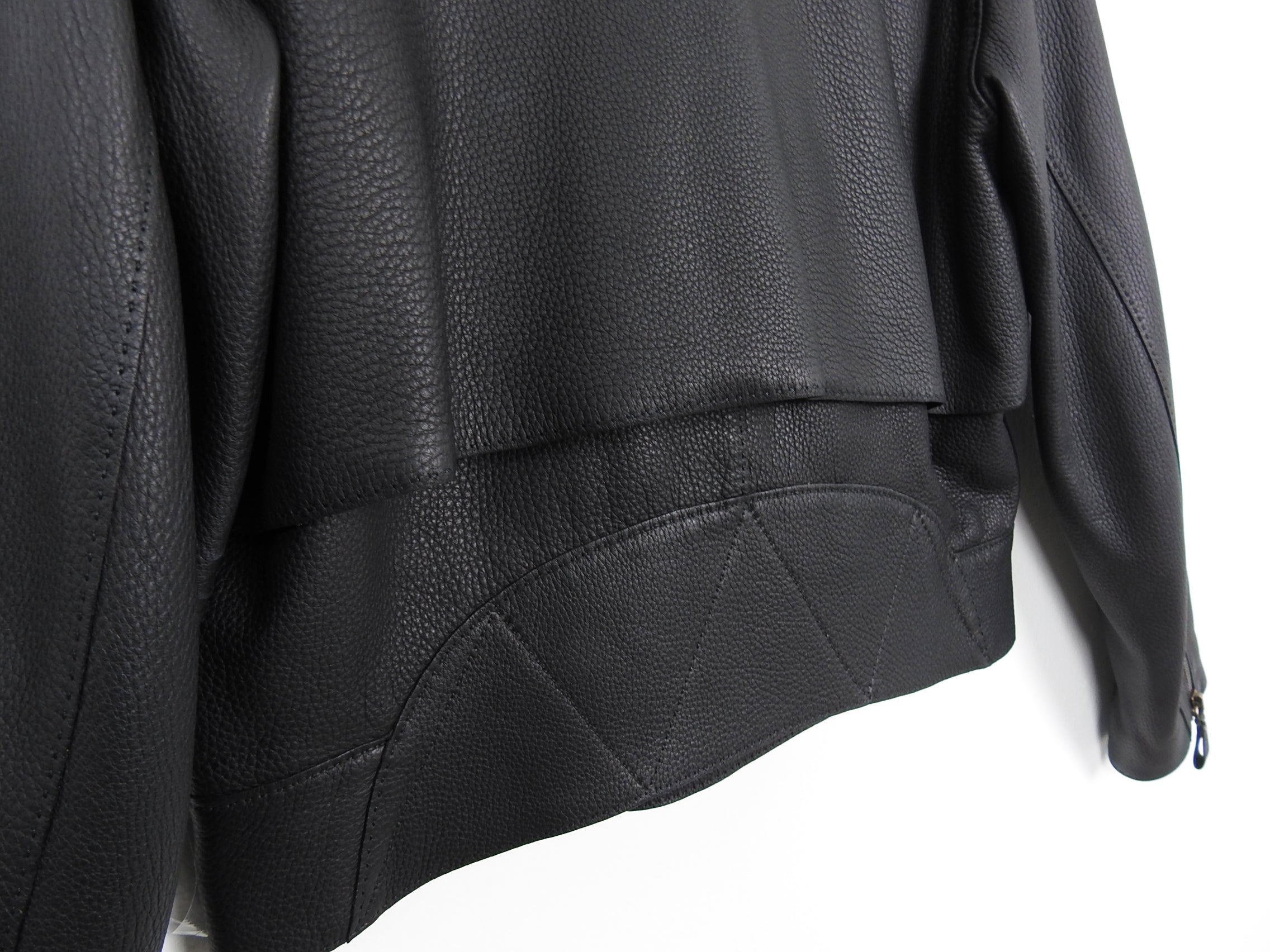Hermes Black Shearling Collar Leather Biker Jacket - FR38 / USA 6
